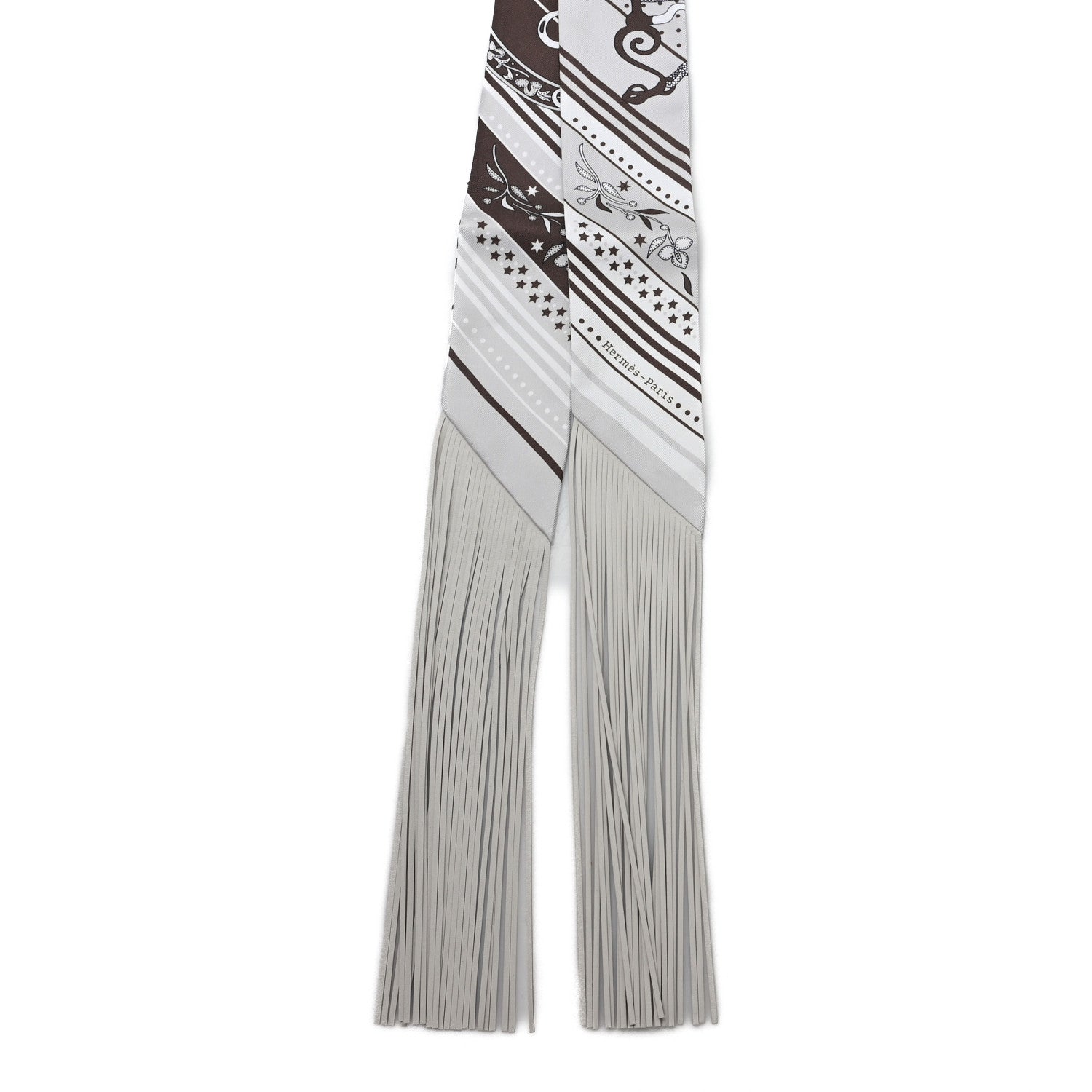 Silk Festival Des Amazones Bandana Fringed Twilly Craie Brun