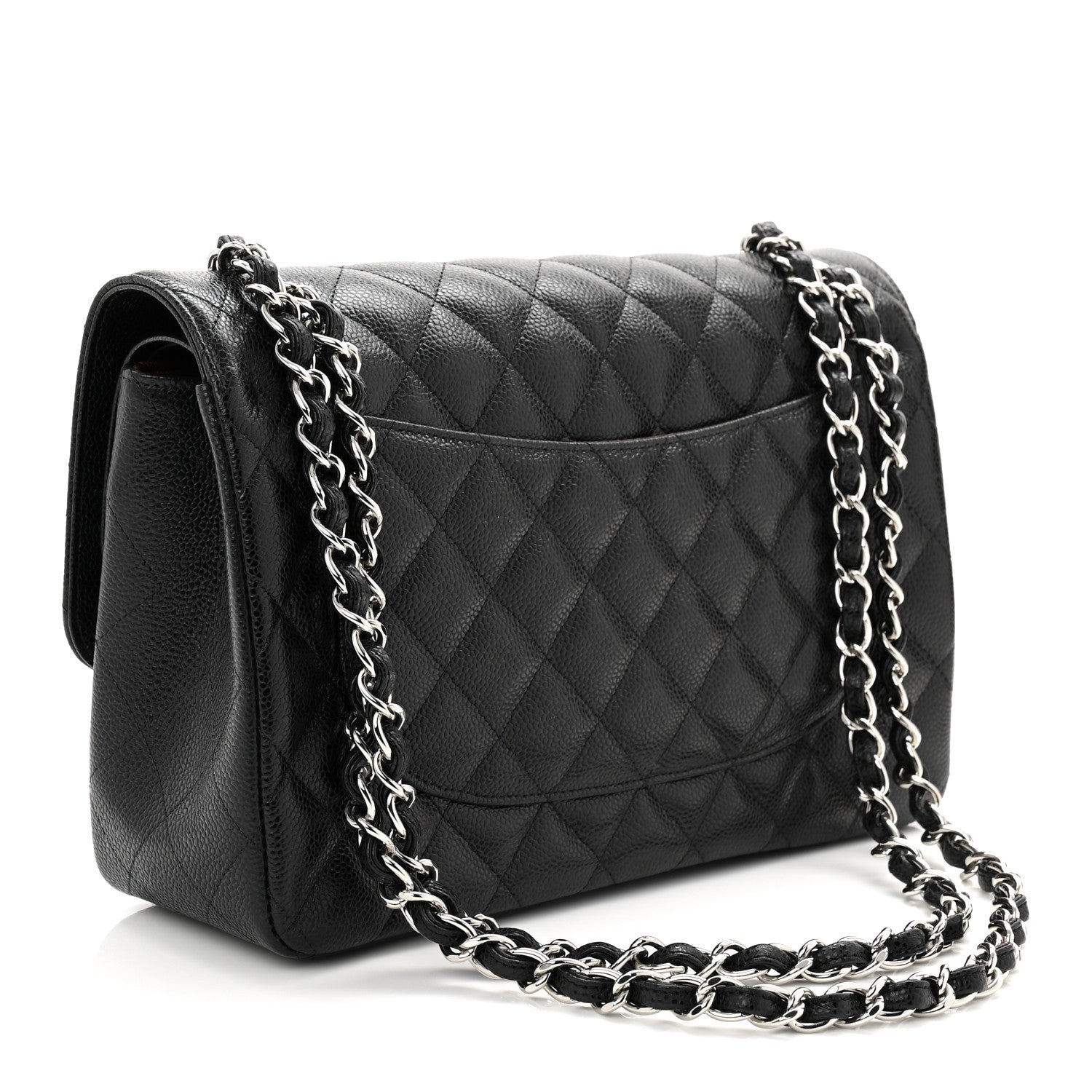 Caviar Quilted Jumbo Double Flap Black