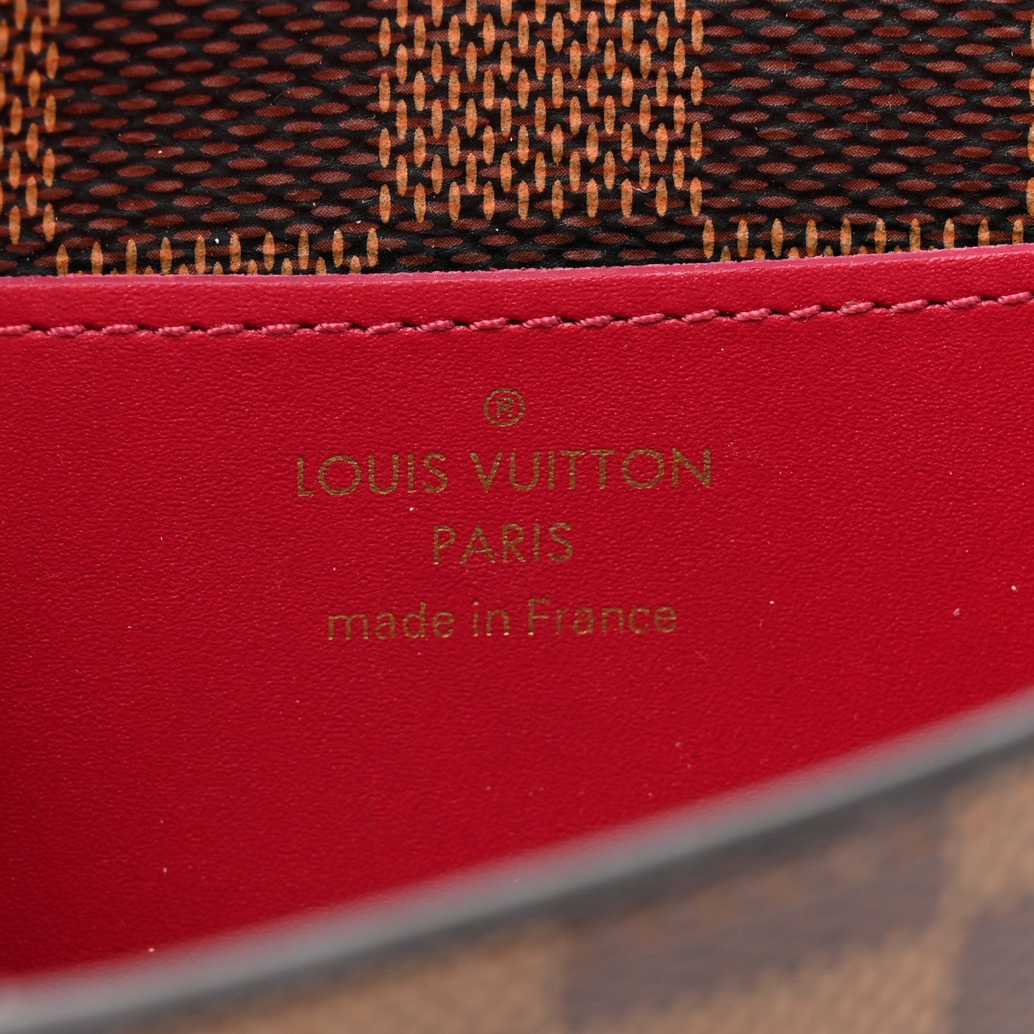 Damier Ebene Croisette Chain Wallet Scarlet