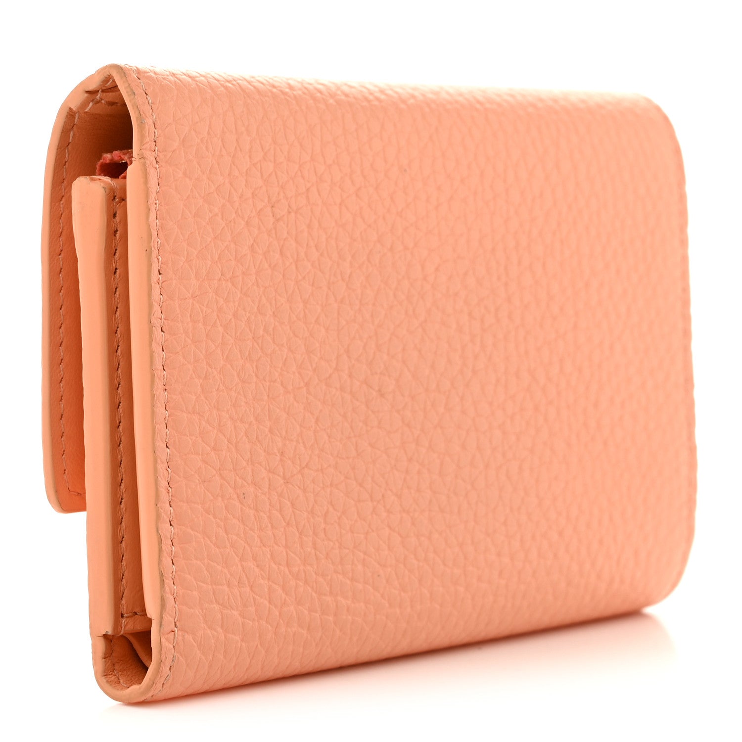 Taurillon Capucines Compact Maxi Wallet Apricot Orange