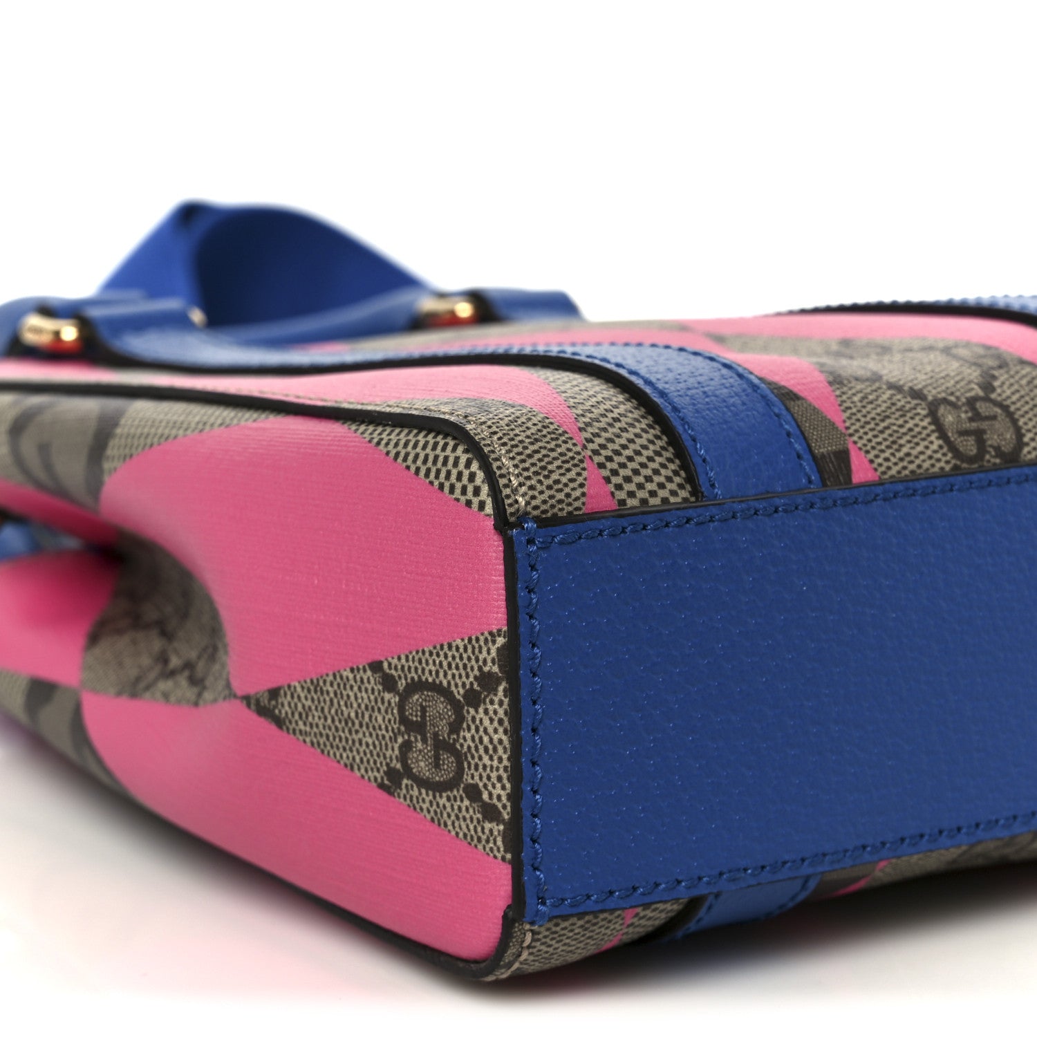 GG Supreme Monogram Textured Dollar Calfskin Rhombus Mini Tote Bag Beige Ebony Pink Blue