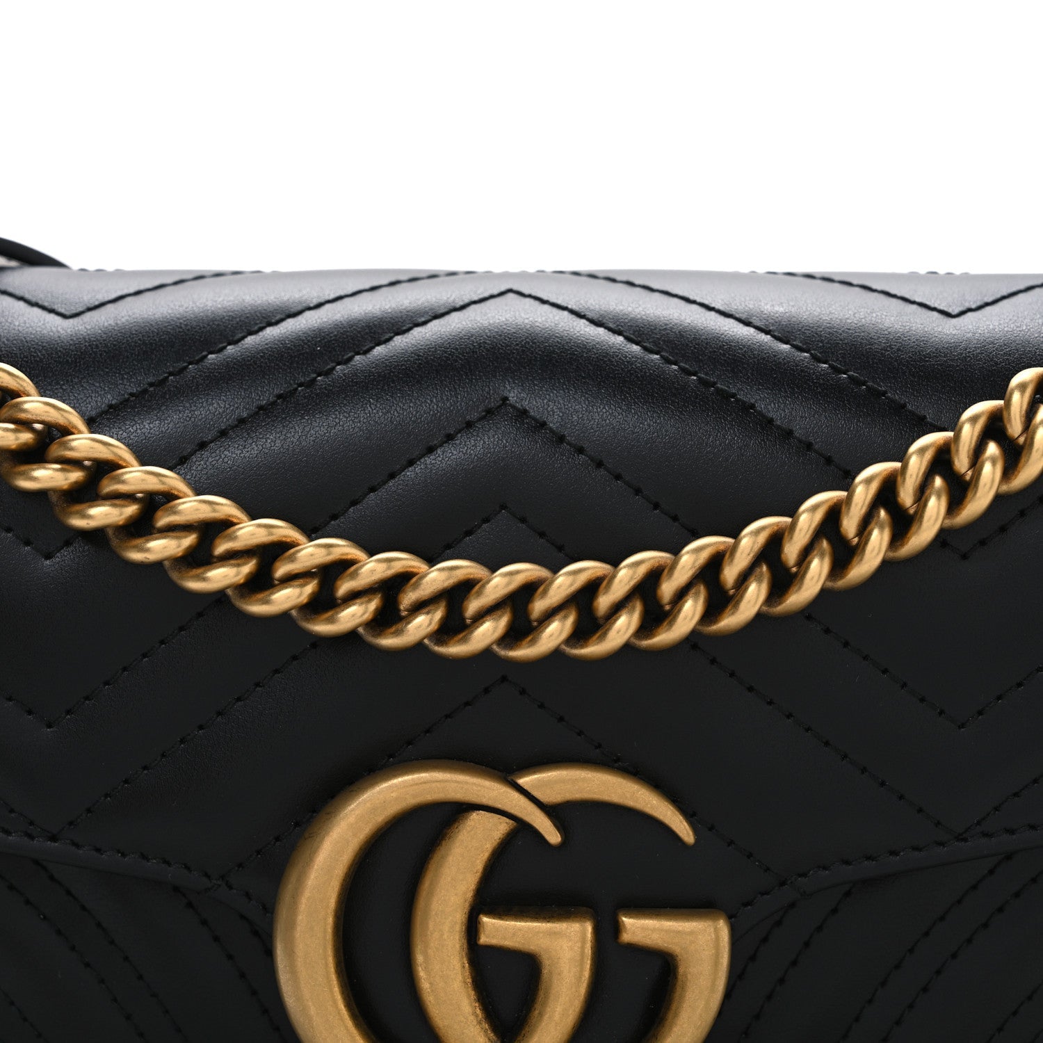 Calfskin Matelasse Small GG Marmont Shoulder Bag Black