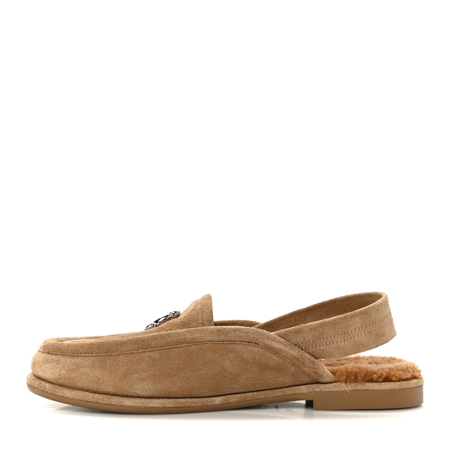 Suede Calfskin CC Slingback Loafers 35 Dark Beige