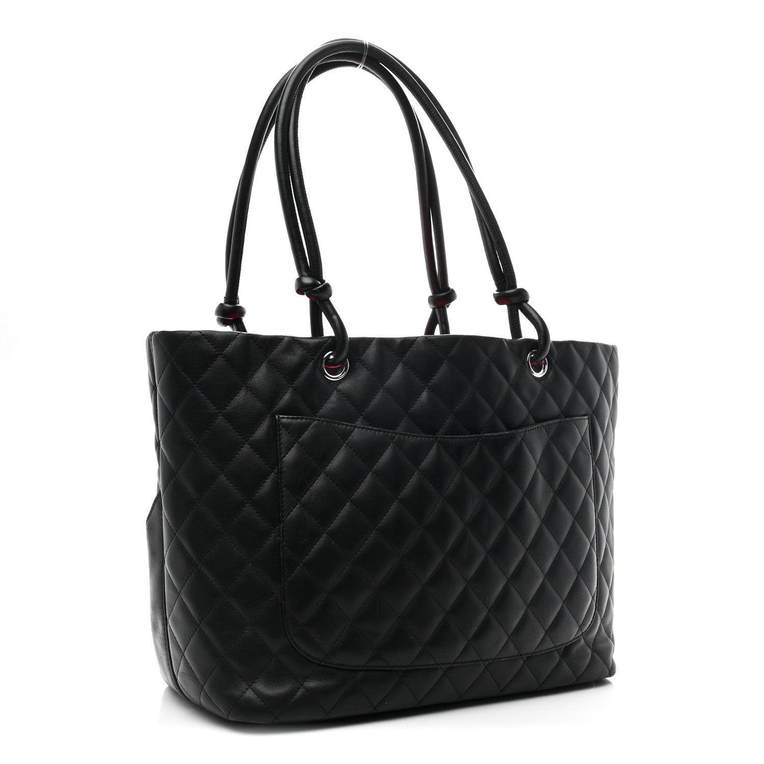 Calfskin Quilted Large Cambon Tote Black