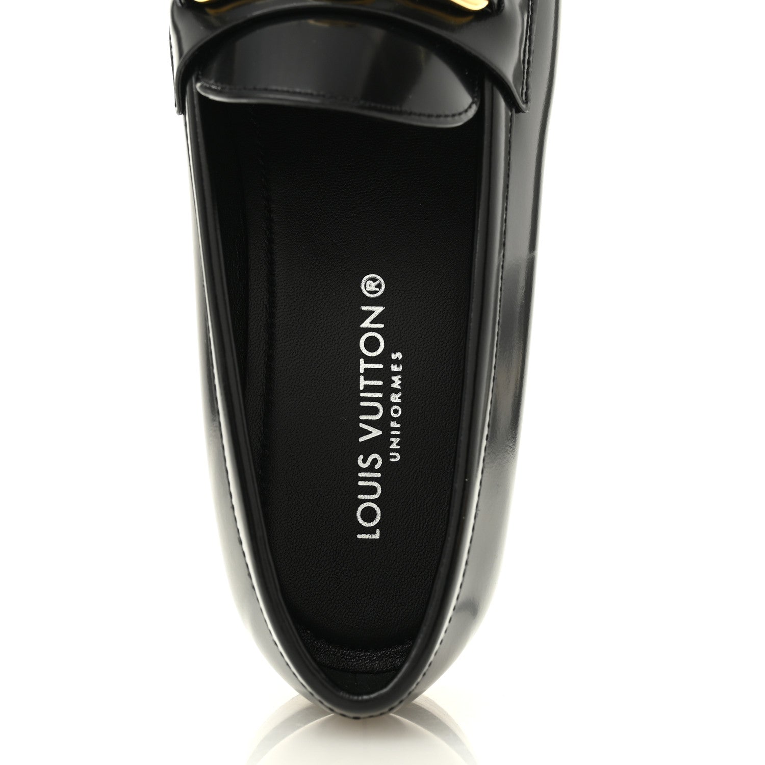 Glazed Calfskin Chess Flat Loafer 37.5 Black