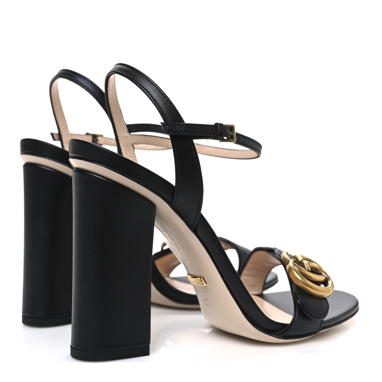 Lifford Calfskin GG Marmont Ankle Wrap 105mm Sandals 37 Black
