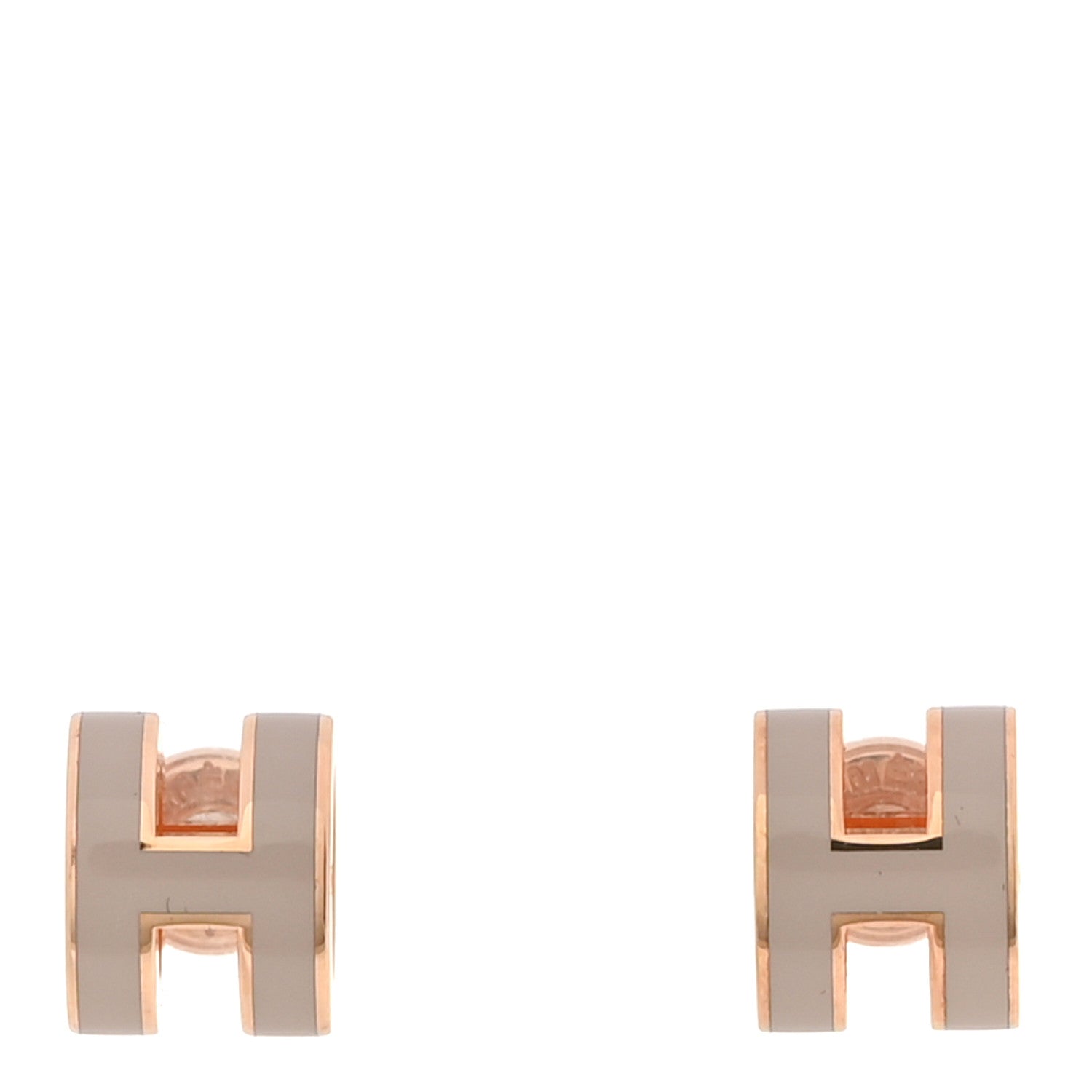 Rose Gold Lacquered Mini Pop H Earrings  Marron Glace