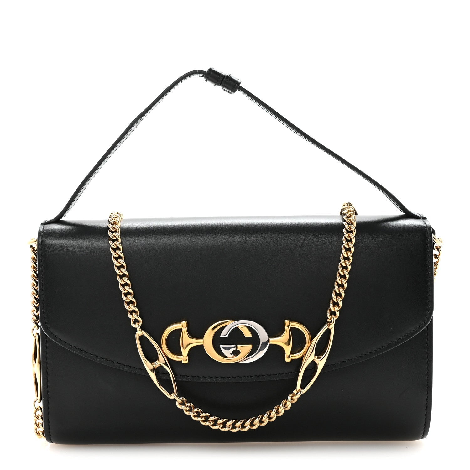 Smooth Calfskin Small Zumi Top Handle Shoulder Bag Black