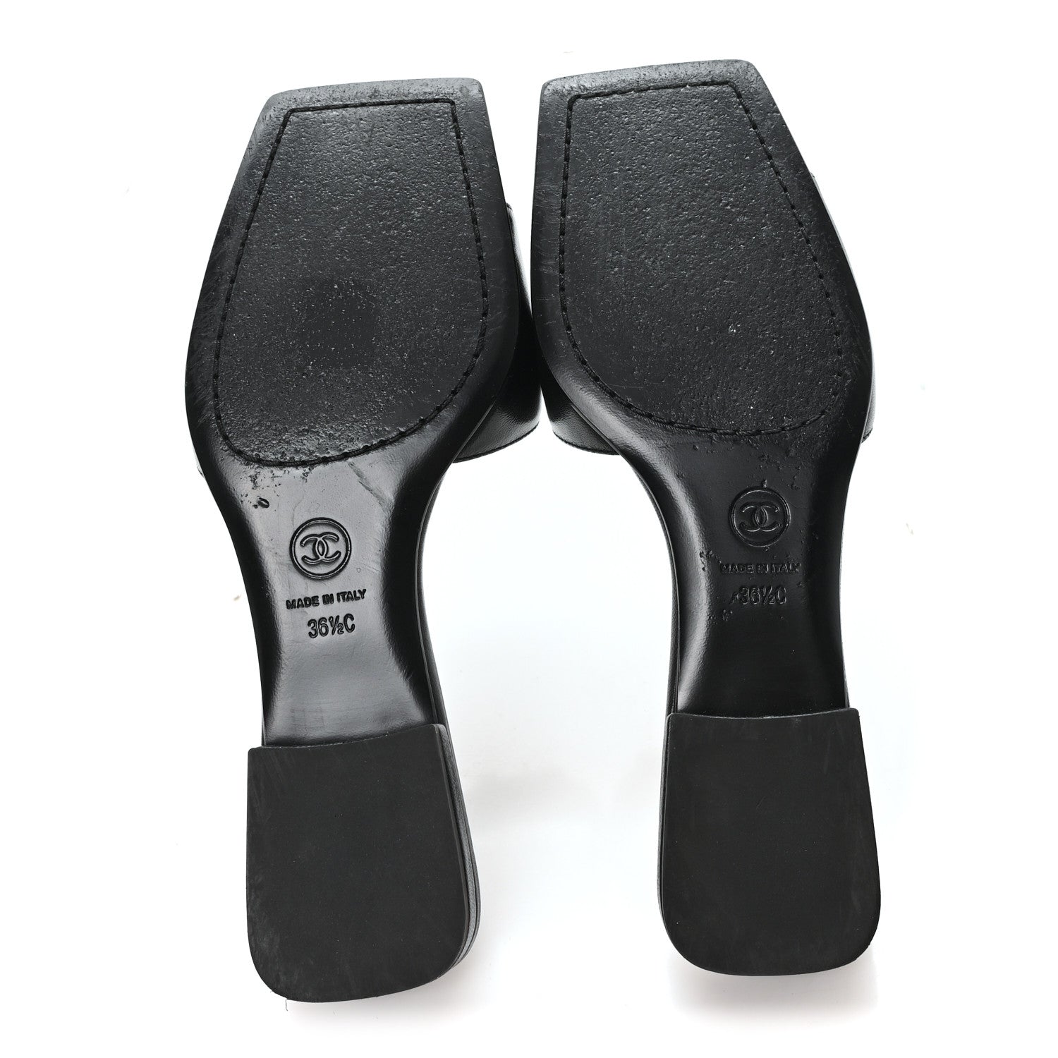 Lambskin CC Turnlock Mules 36.5 Black