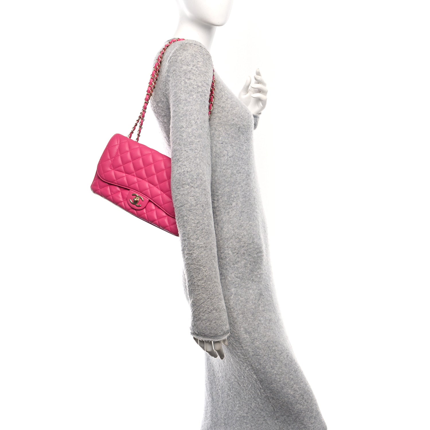 Lambskin Quilted Medium Mademoiselle Chic Flap Fuchsia