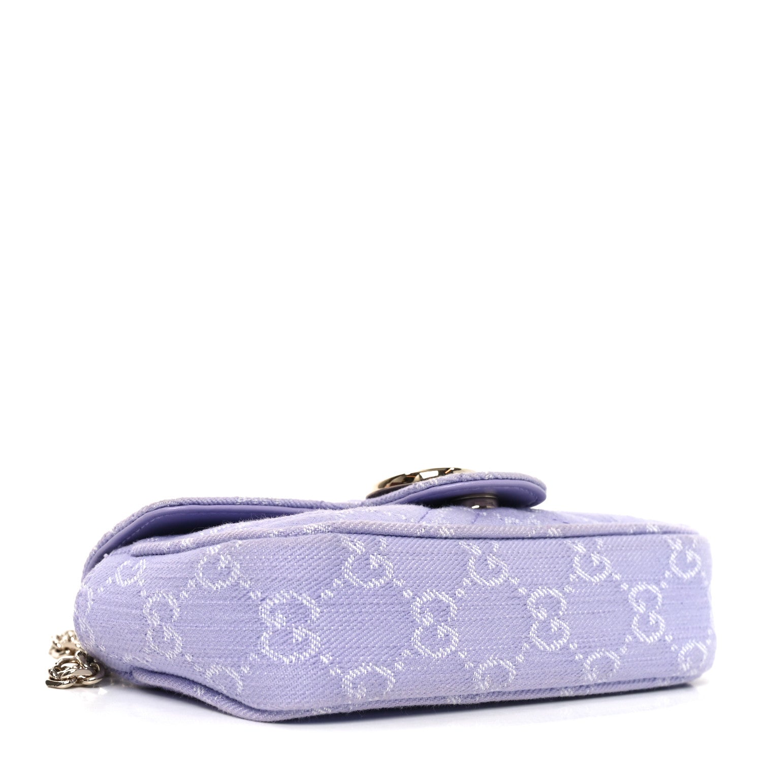 Denim GG Monogram Mini GG Marmont Shoulder Bag Light Purple
