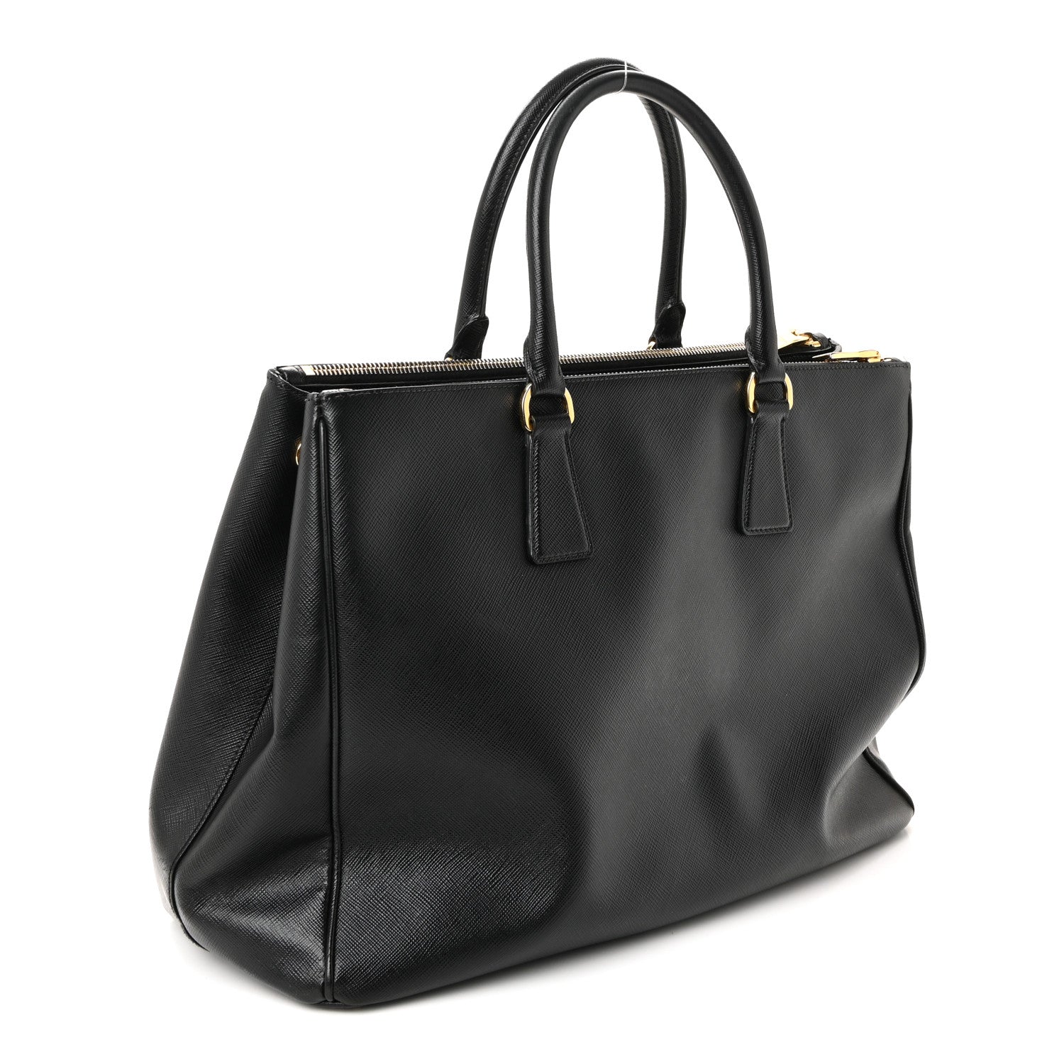Saffiano Lux Large Galleria Double Zip Tote Black