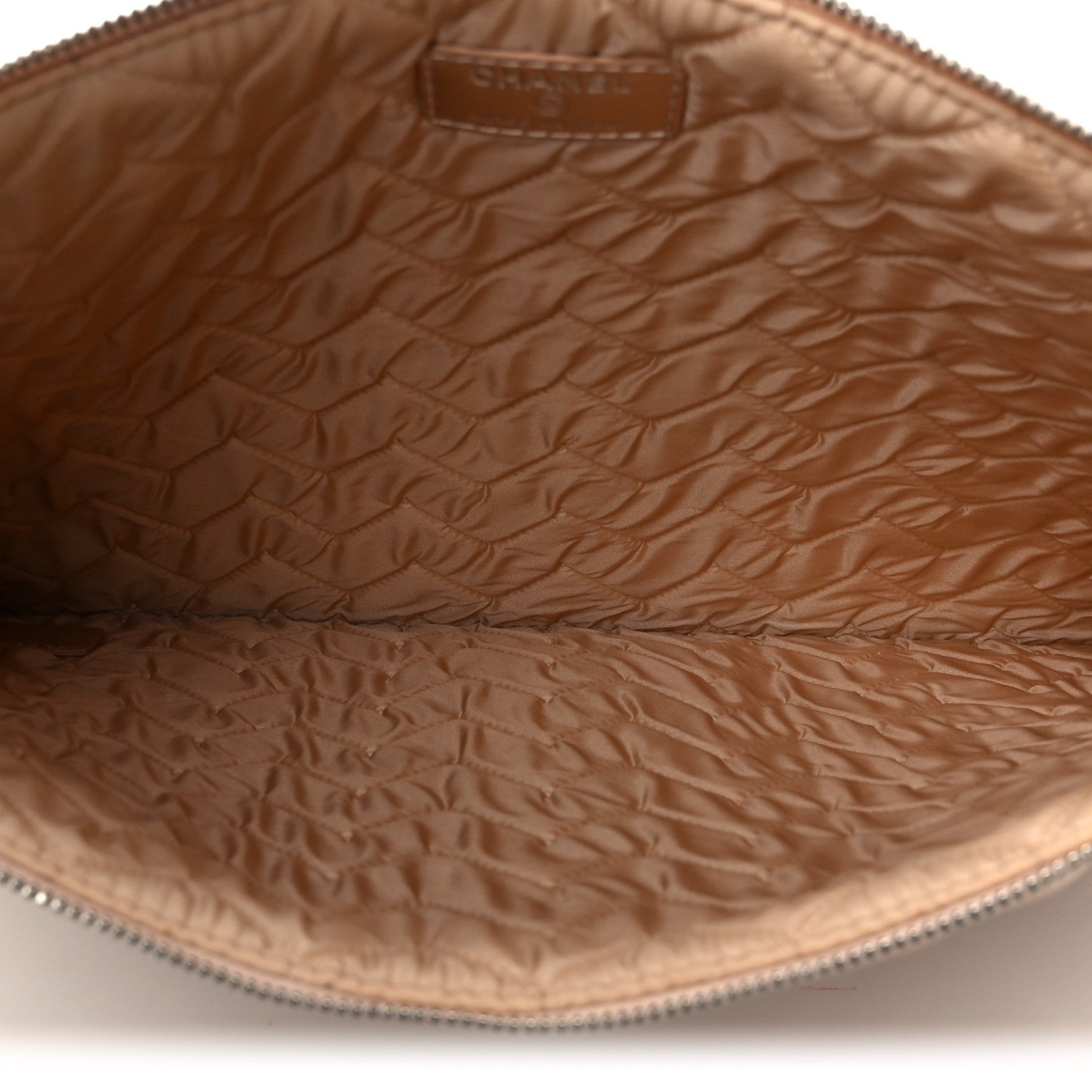 Metallic Lambskin Chevron Quilted Medium Cosmetic Case Light Pink