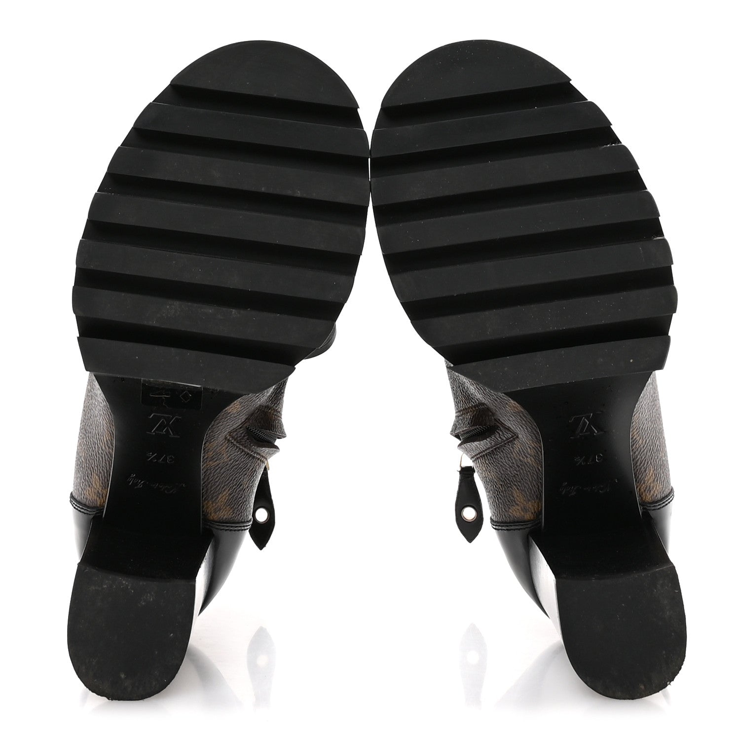 Patent Calfskin Monogram Star Trail Ankle Boots 37.5 Black
