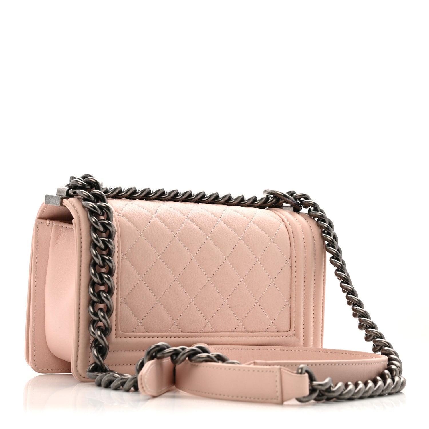 Calfskin Quilted Small Boy Flap Light Pink