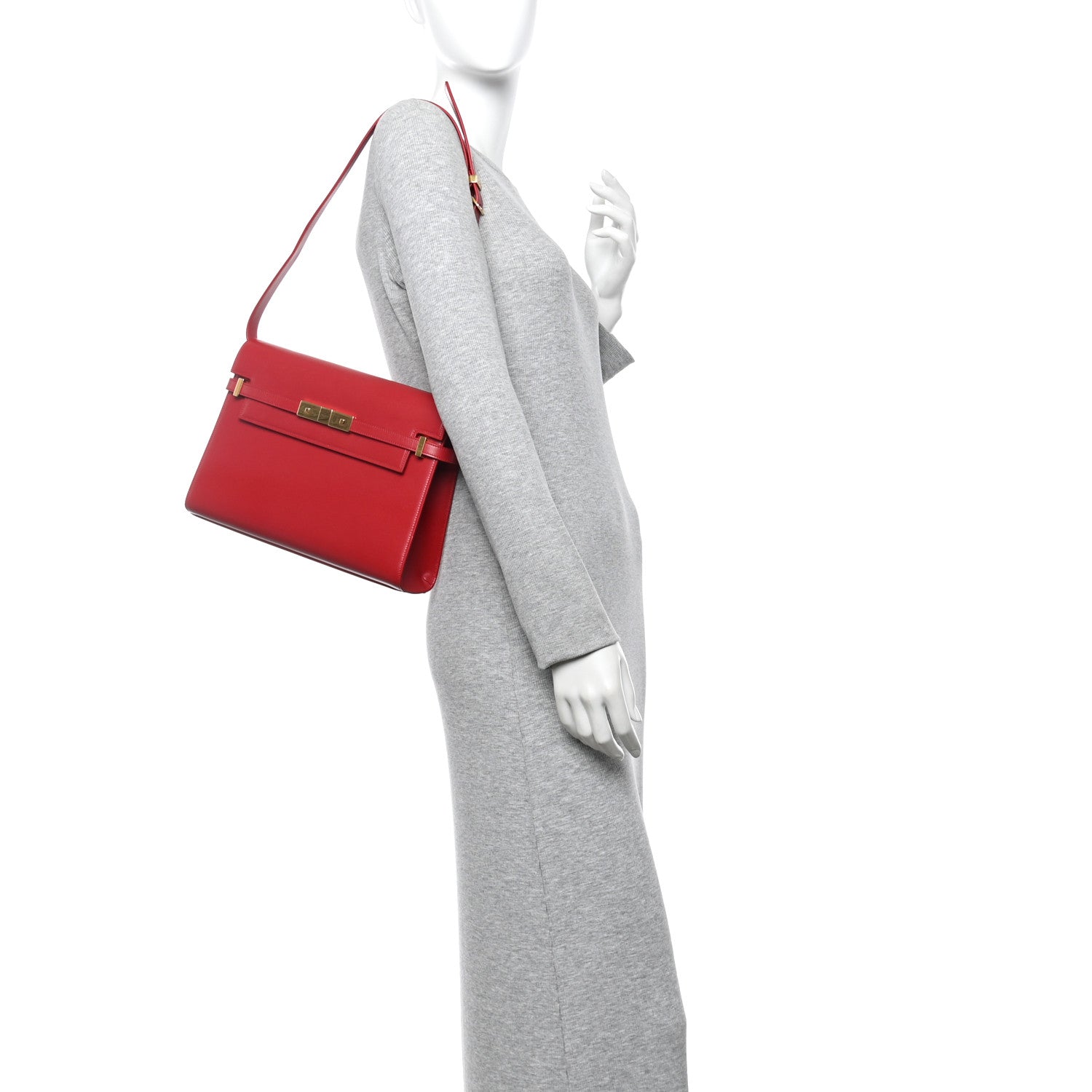 Smooth Calfskin Manhattan Shoulder Bag Rouge Eros