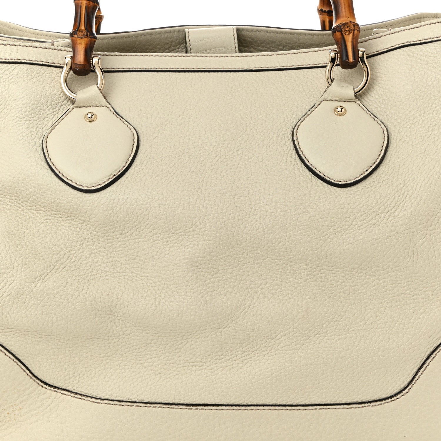 Grained Calfskin Medium Diana Bamboo Top Handle Tote Ivory