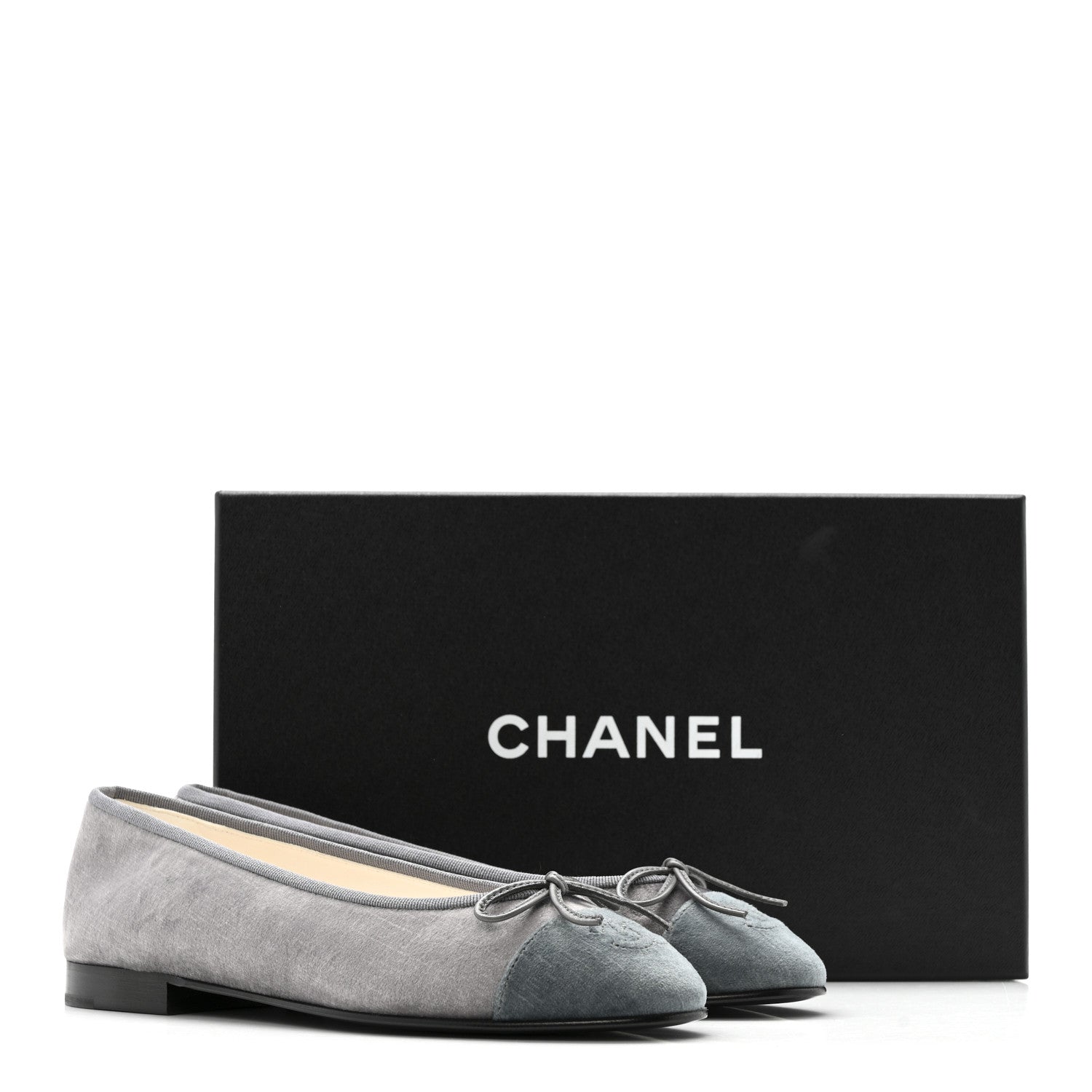Velvet Cap Toe Ballerina Flats 36.5 Grey Green
