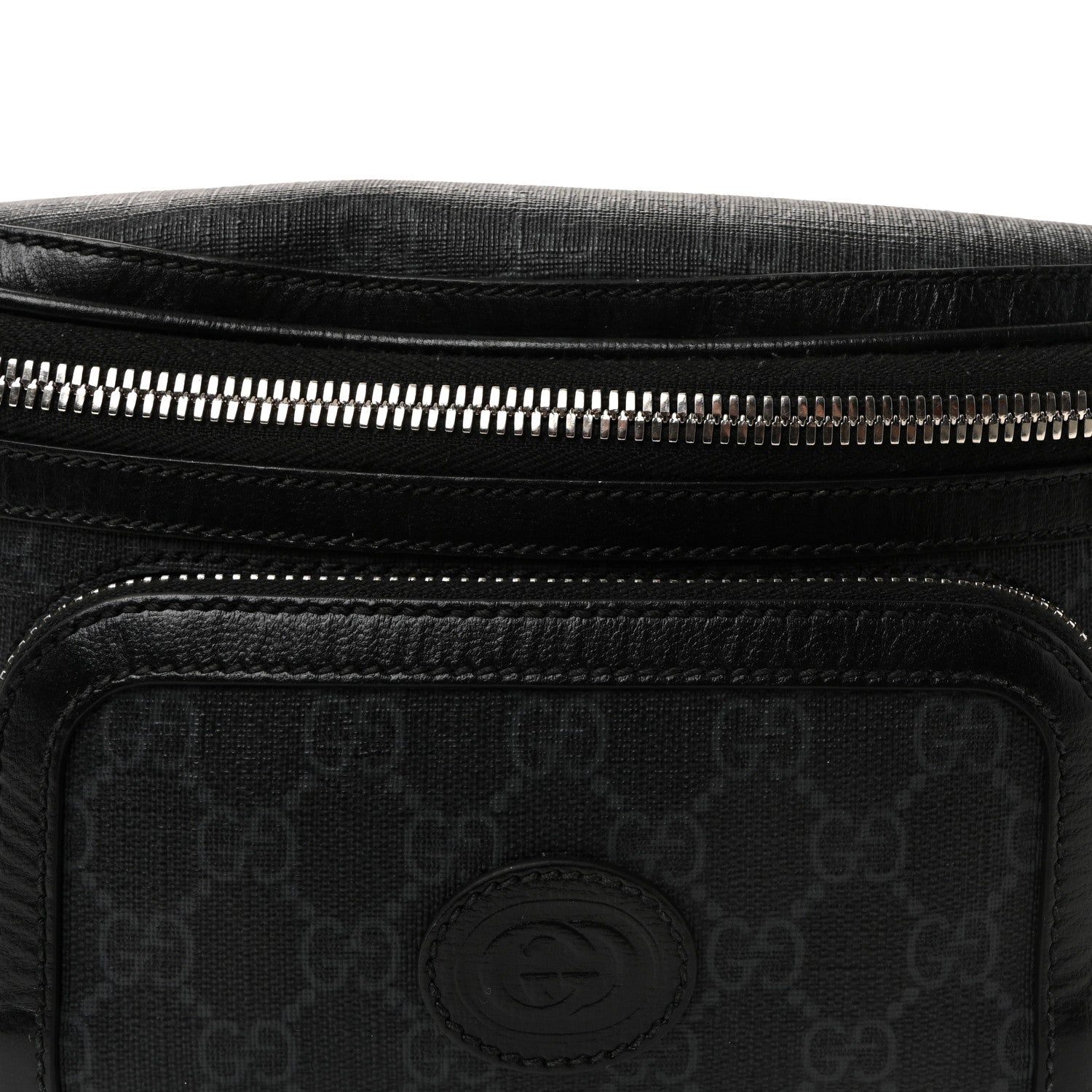 GG Supreme Monogram Textured Calfskin Retro Interlocking G Belt Bag Black