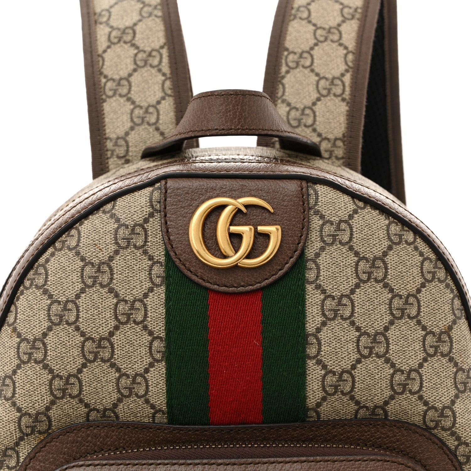 GG Supreme Monogram Calfskin Web Small Ophidia Day BackpacK Beige Ebony New Acero