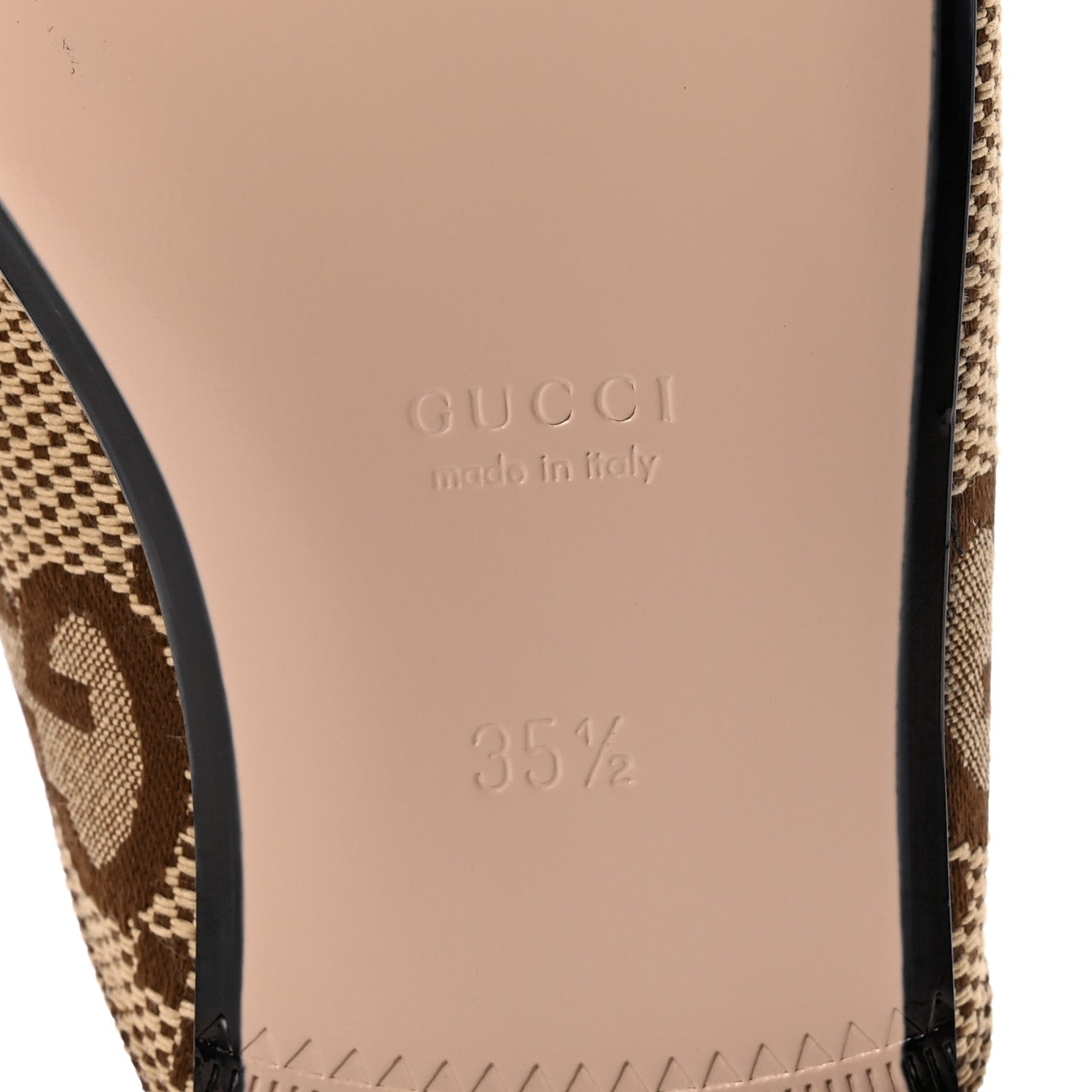 Monogram Jumbo GG Malaga Kid Womens Princetown Slippers 35.5 Camel Ebony New Acero Beige