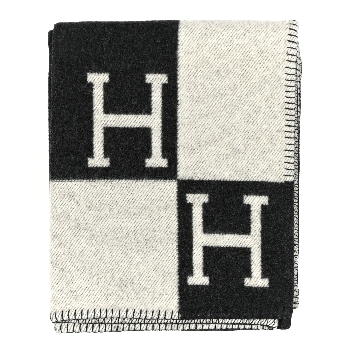 Wool Cashmere Avalon Blanket Ecru Gris Fonce
