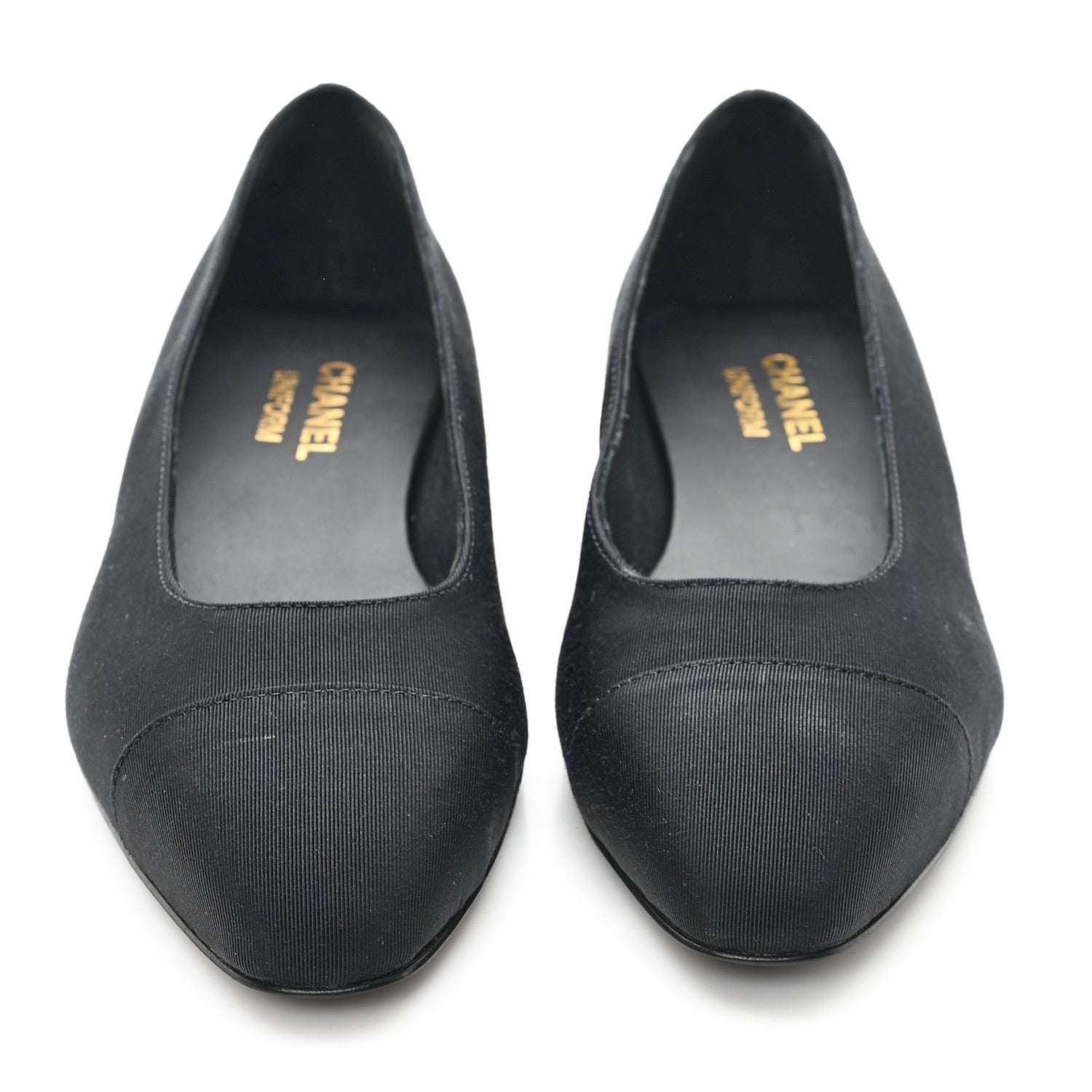 Grosgrain Cap Toe Uniform Ballerina Flats 38 Black