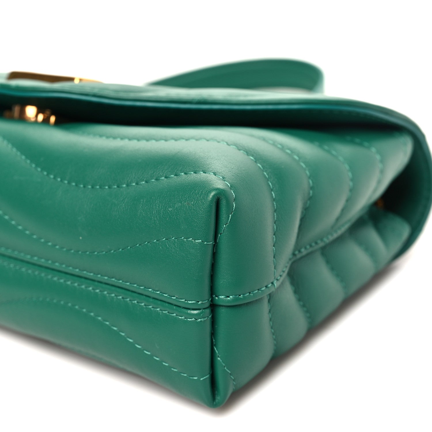 Calfskin New Wave Chain Bag MM NM Emerald