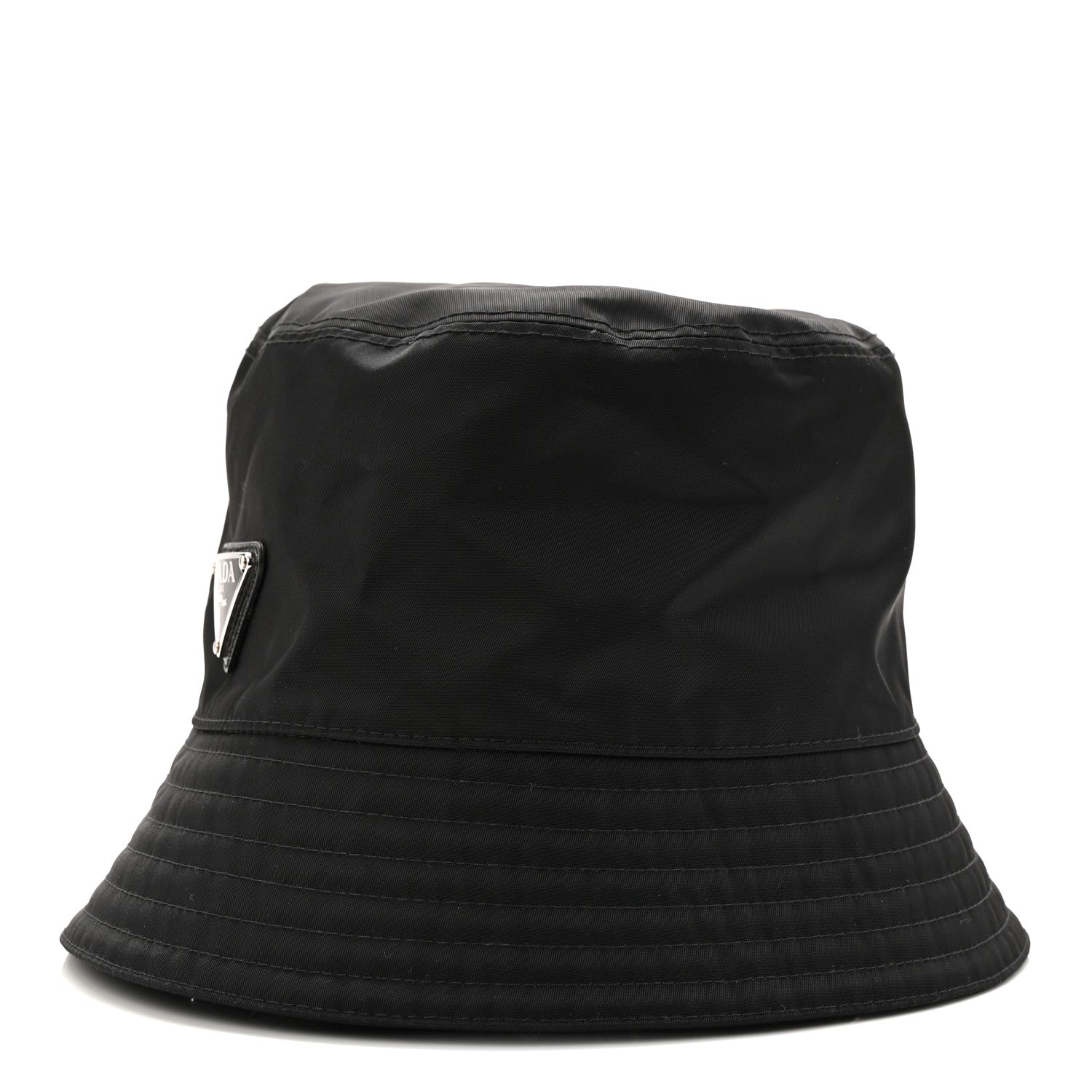Re-Nylon Metal Triangle Logo Womens Bucket Hat M Black