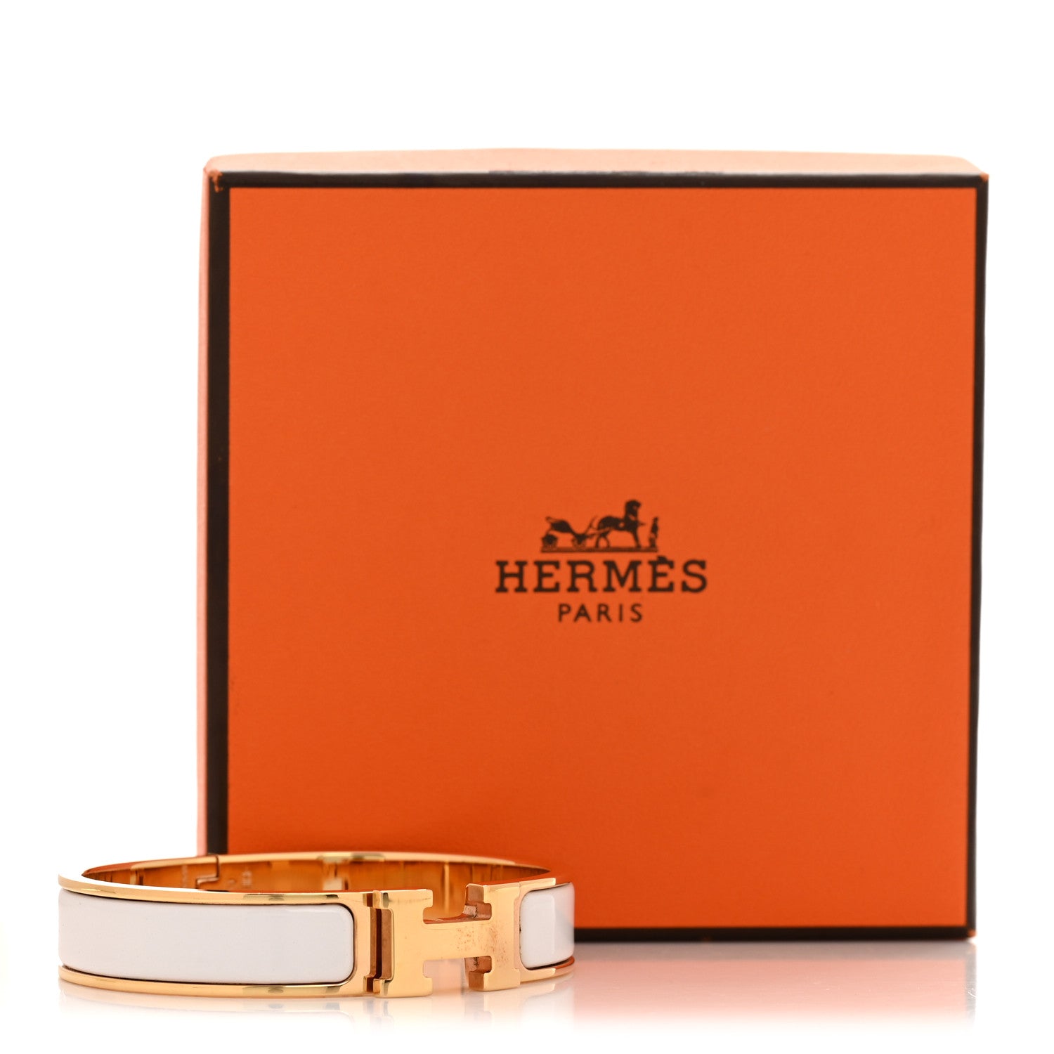 Enamel Narrow Clic Clac H Bracelet PM White