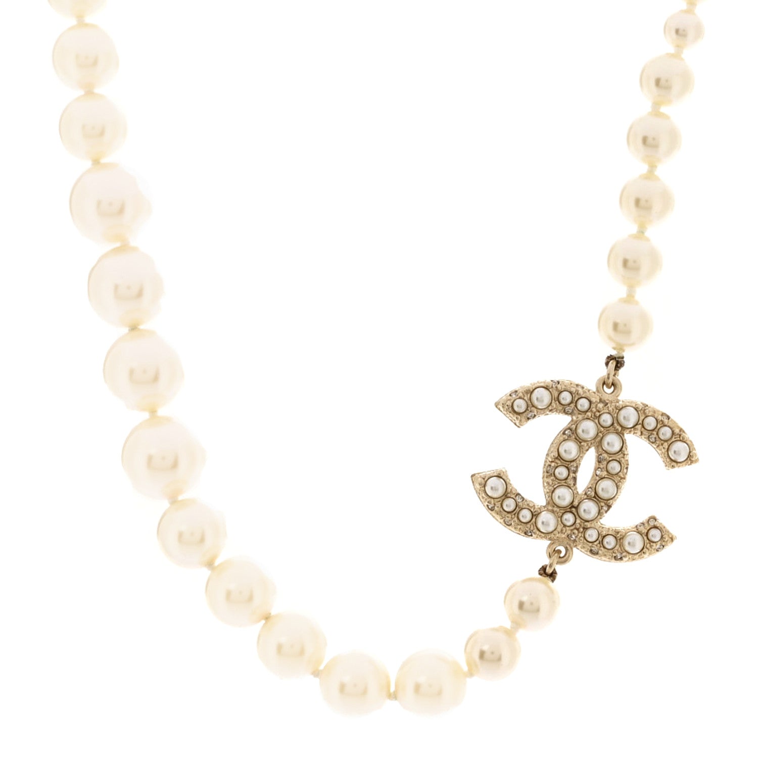 Pearl CC 100th Anniversary Necklace Light Gold