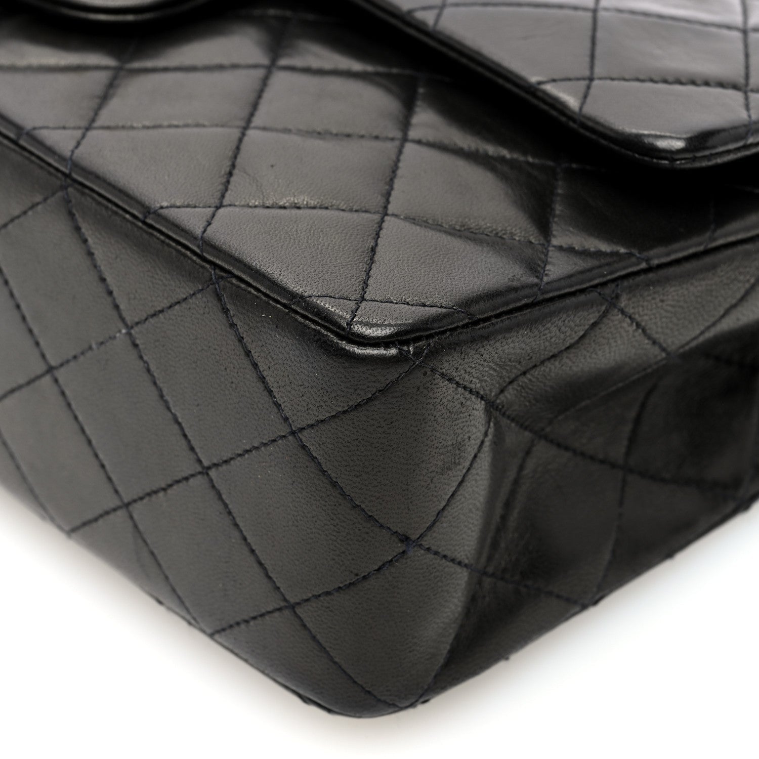 Lambskin Quilted Medium Double Flap Black
