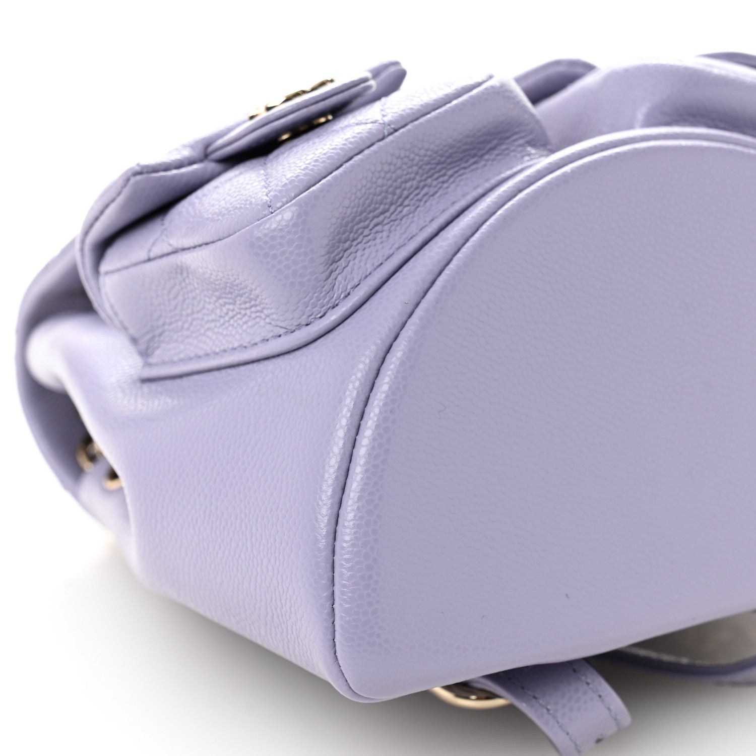 Shiny Caviar Quilted Small Duma Pockets Drawstring Backpack Light Purple