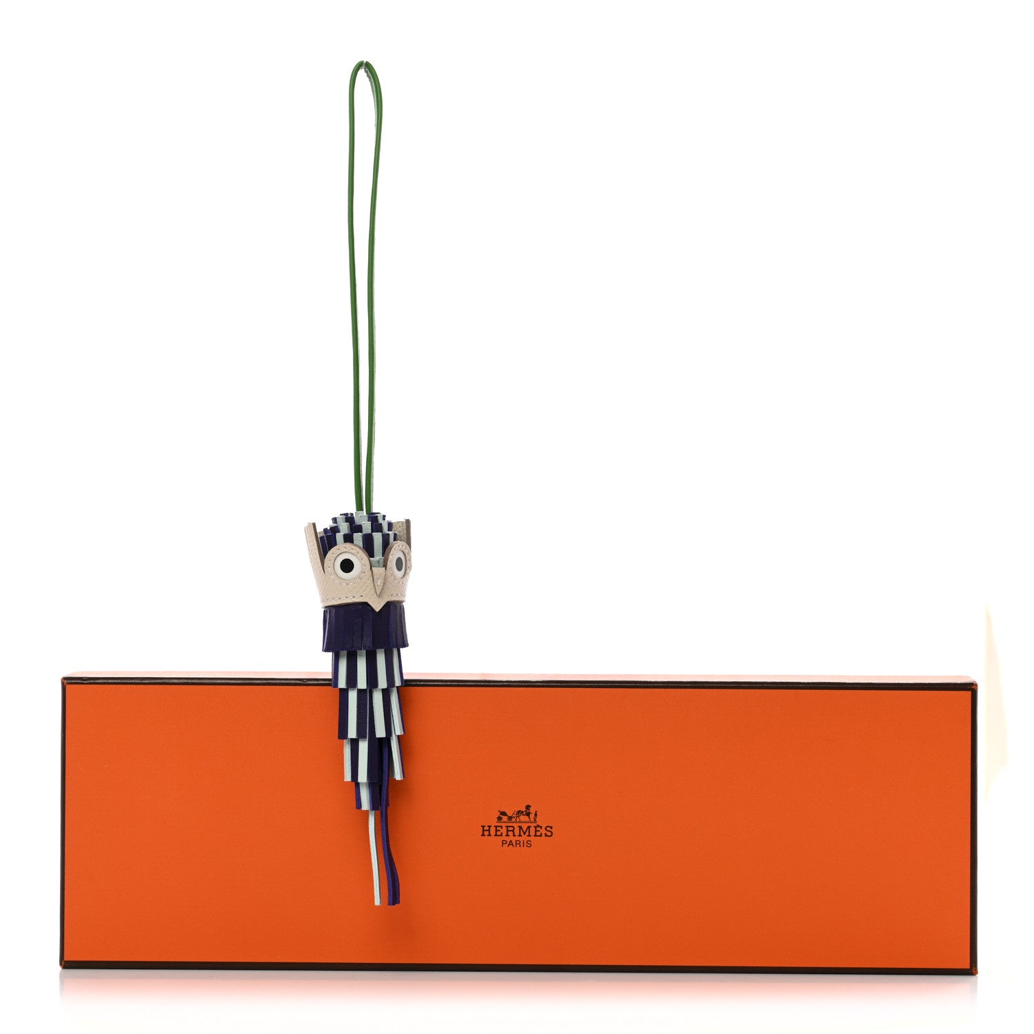 Milo Lambskin Epsom Chouette Bag Charm Purple Vert Peppermint Vert Yucca Craie White