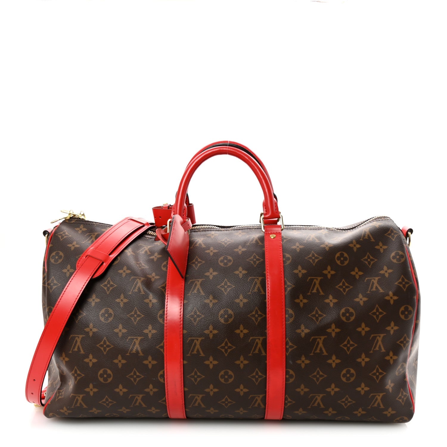 Calfskin Monogram Keepall Bandouliere 50 Coquelicot