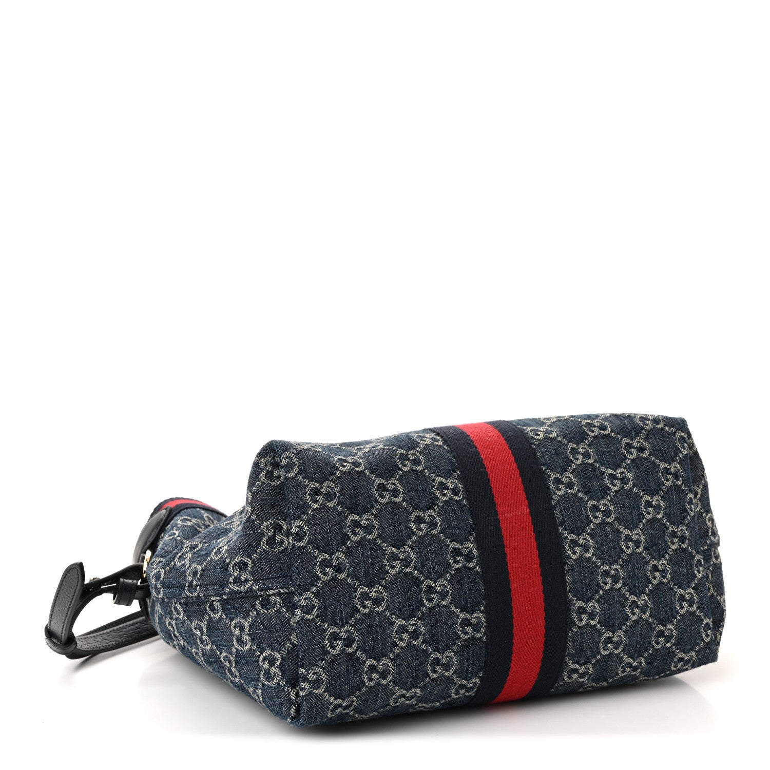 GG Monogram Denim Small Giglio Tote Blue White