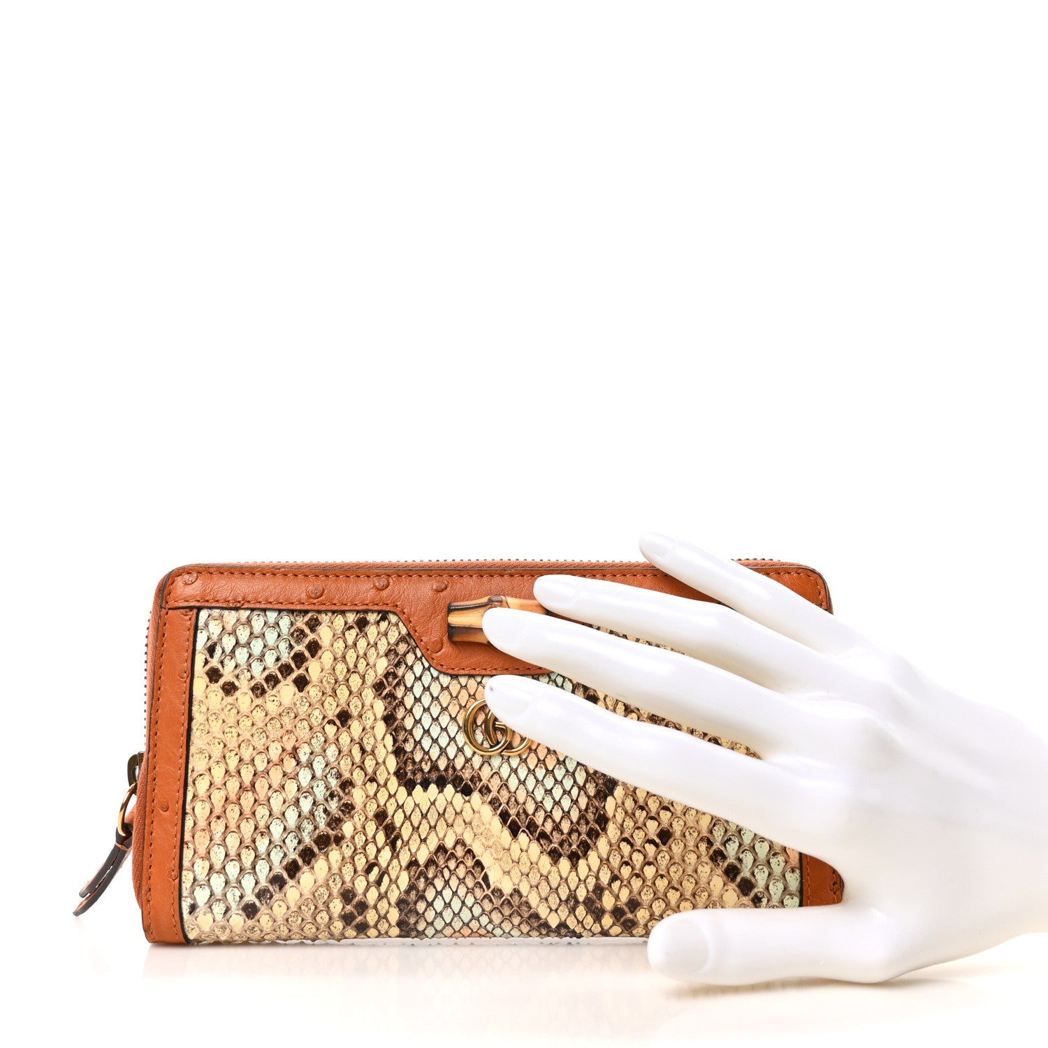 Snakeskin Ostrich Diana Continental Wallet Butter Ivory Paradise Cloud Natural Gold