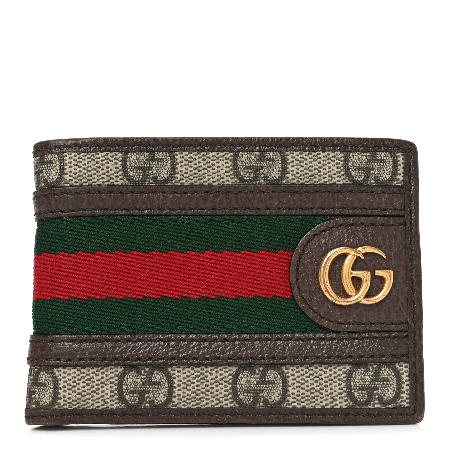 GG Supreme Monogram Web Mens Ophidia Bi-Fold Wallet Beige New Acero