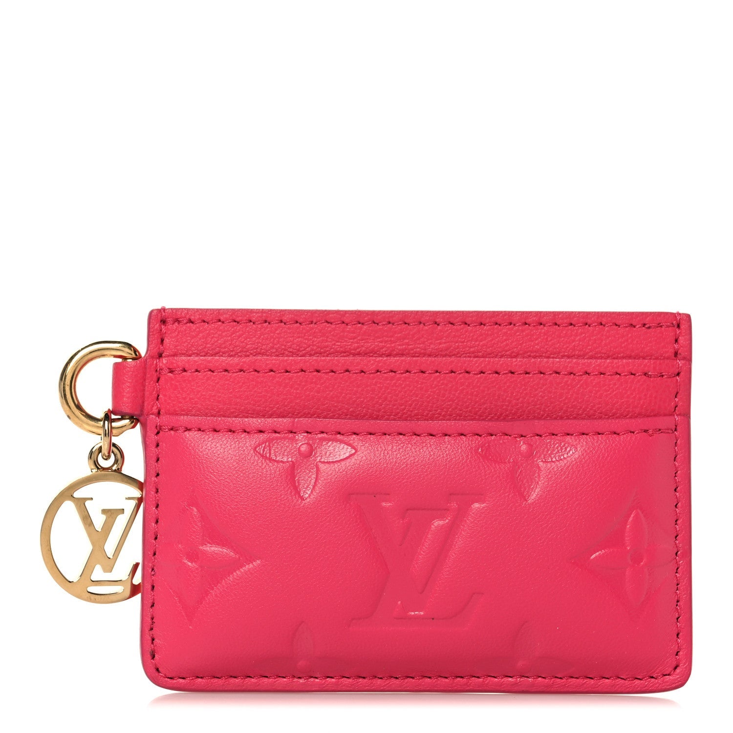 Lambskin Embossed Monogram Coussin Card Holder Bougainvillier