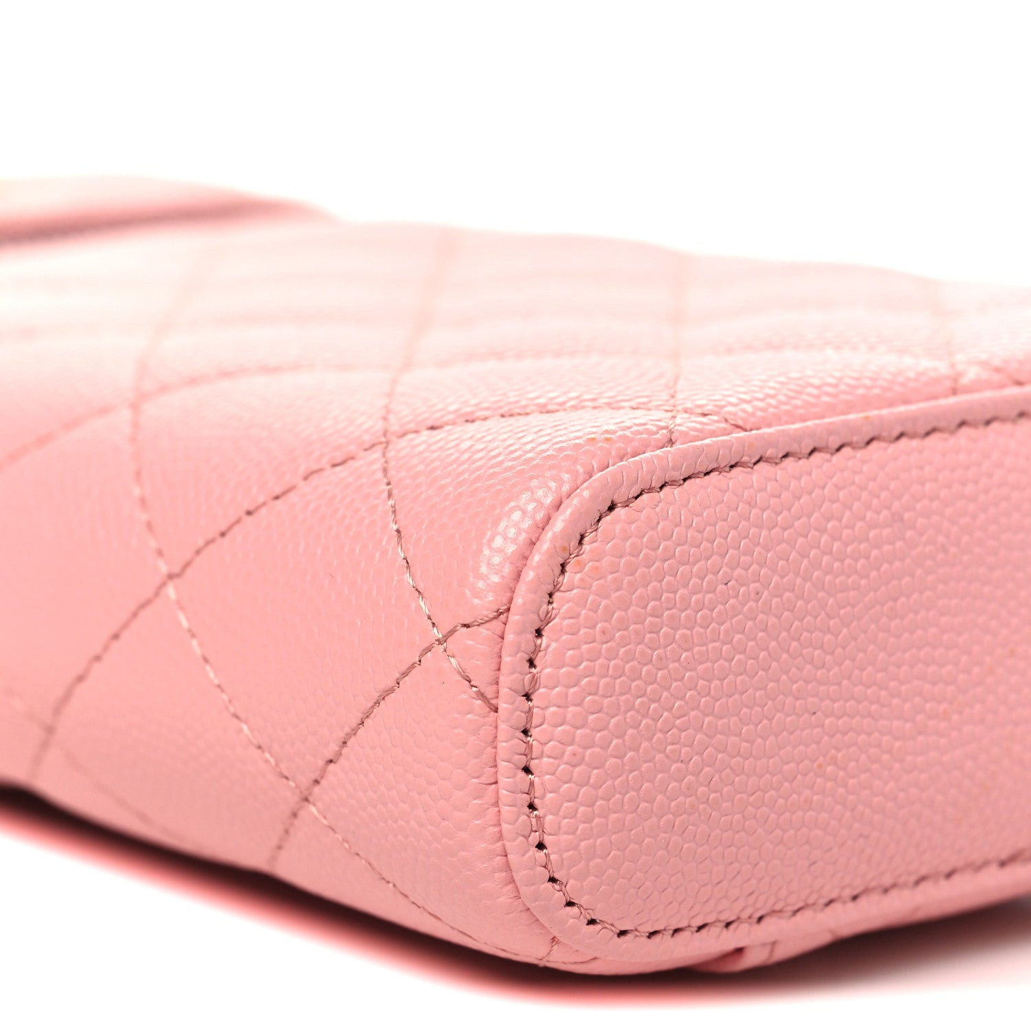 Caviar Quilted Phone Holder With Chain Pink