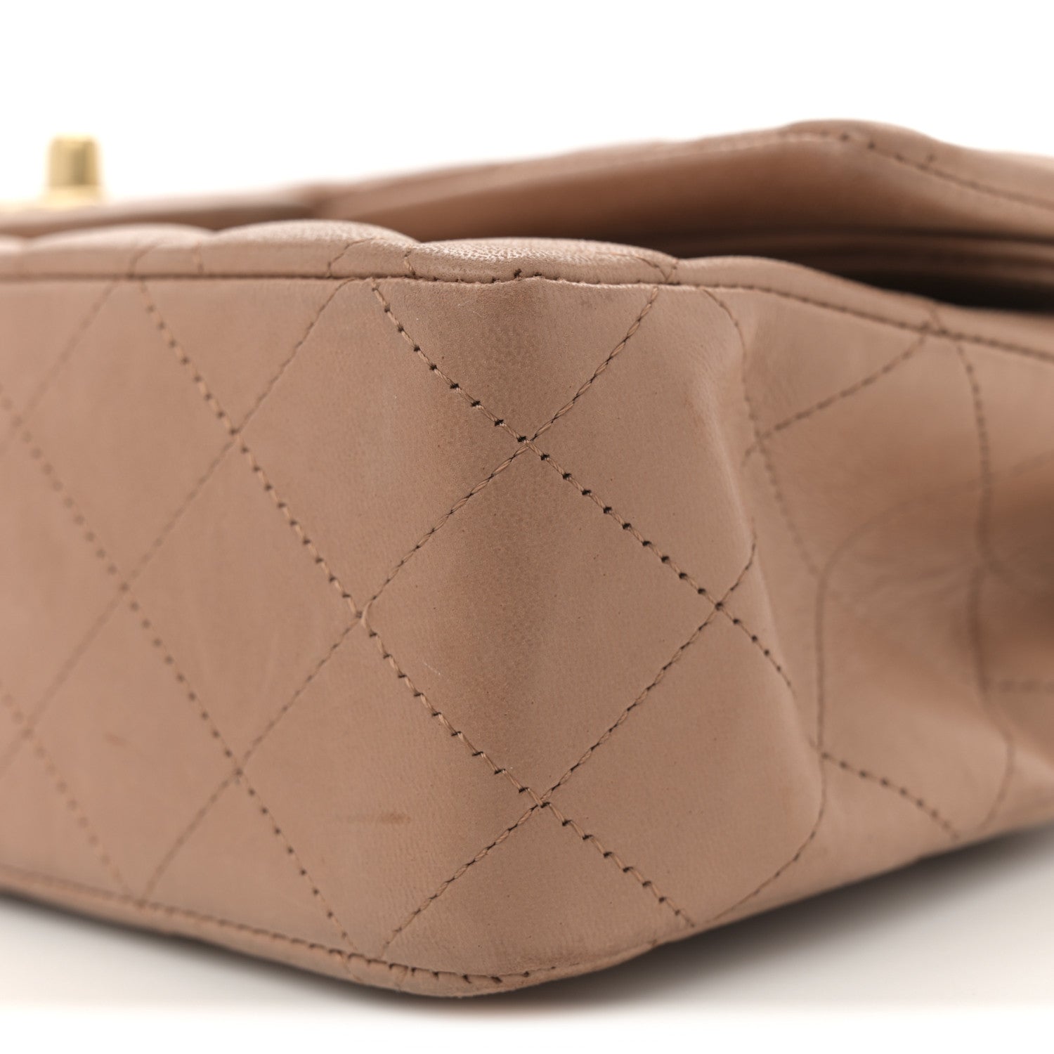 Lambskin Quilted Medium Double Flap Brown