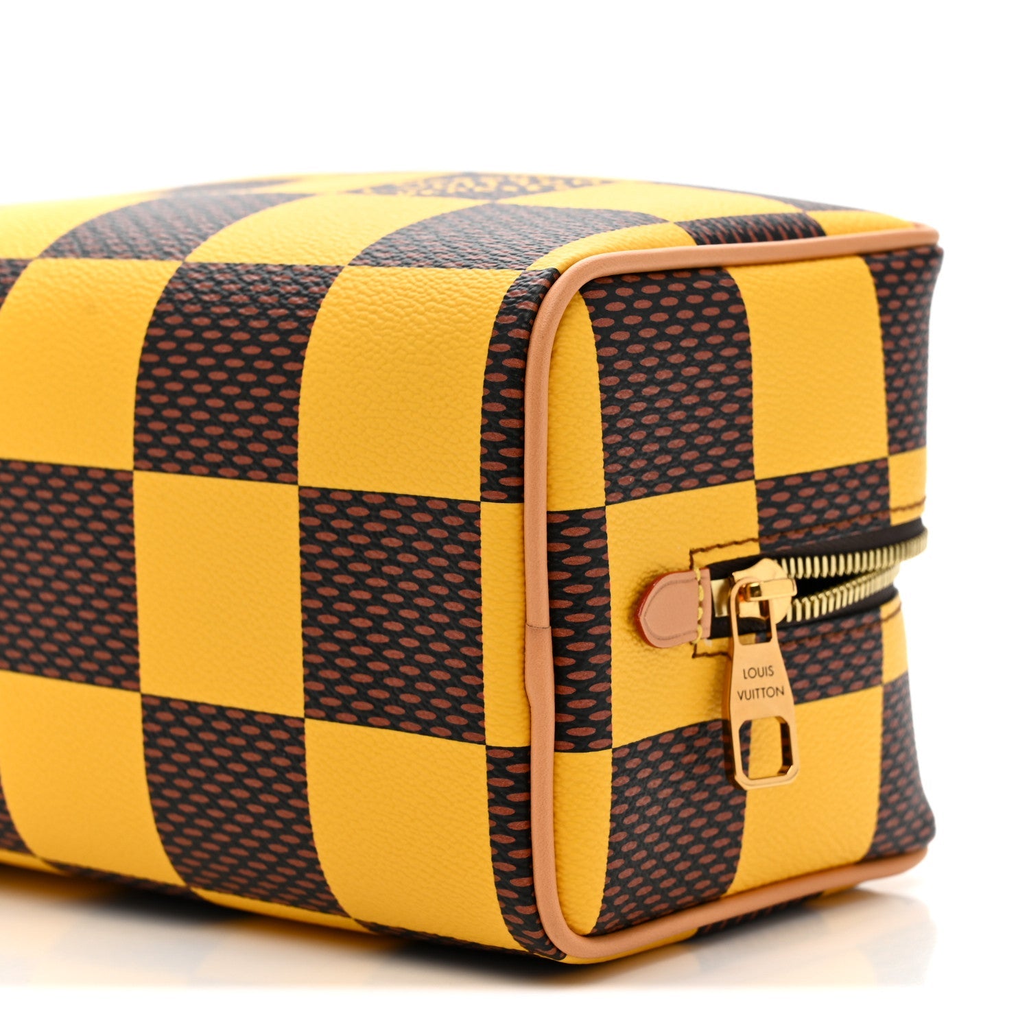Damier Pop Dopp Kit Toilet Pouch Jaune Mat