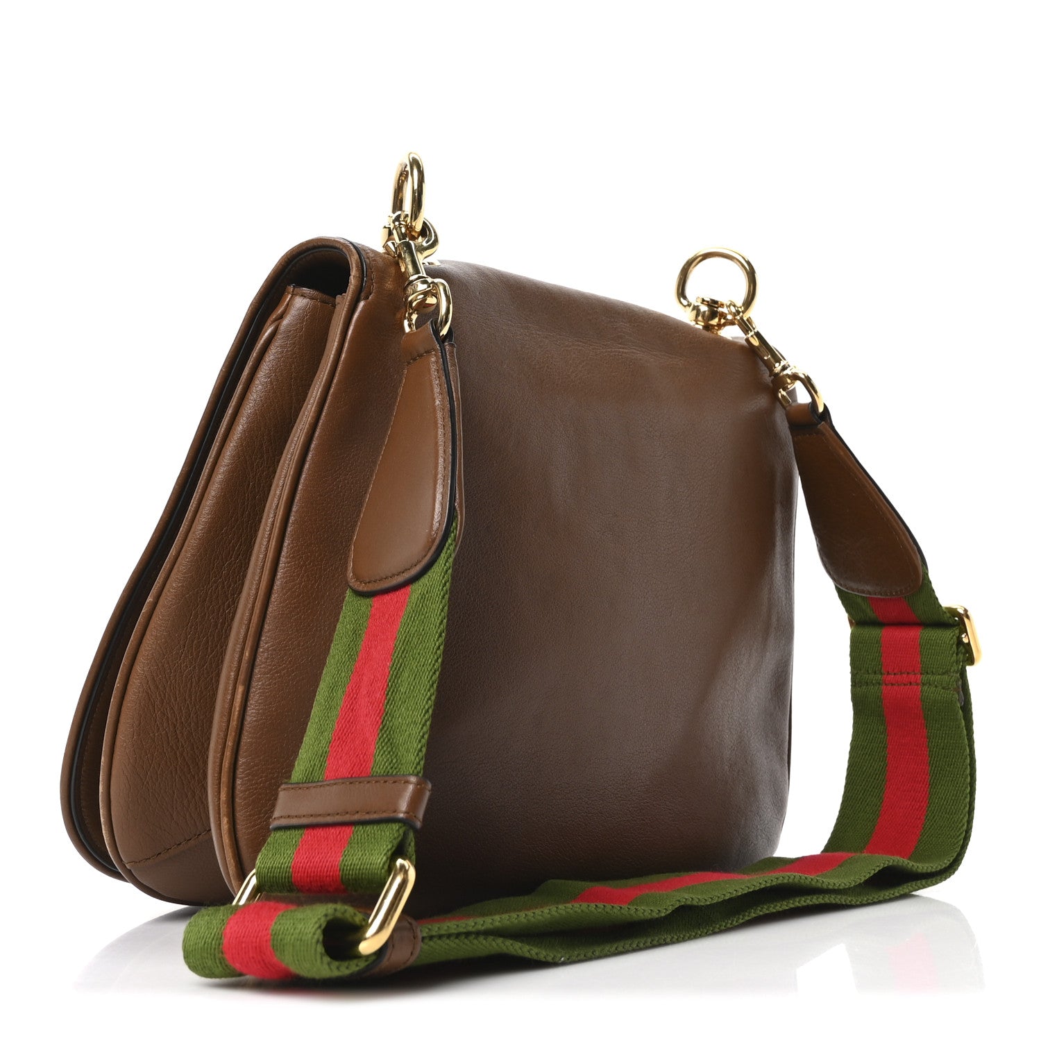 Roxy Calfskin Web Medium Blondie Shoulder Flap Bag Cuir