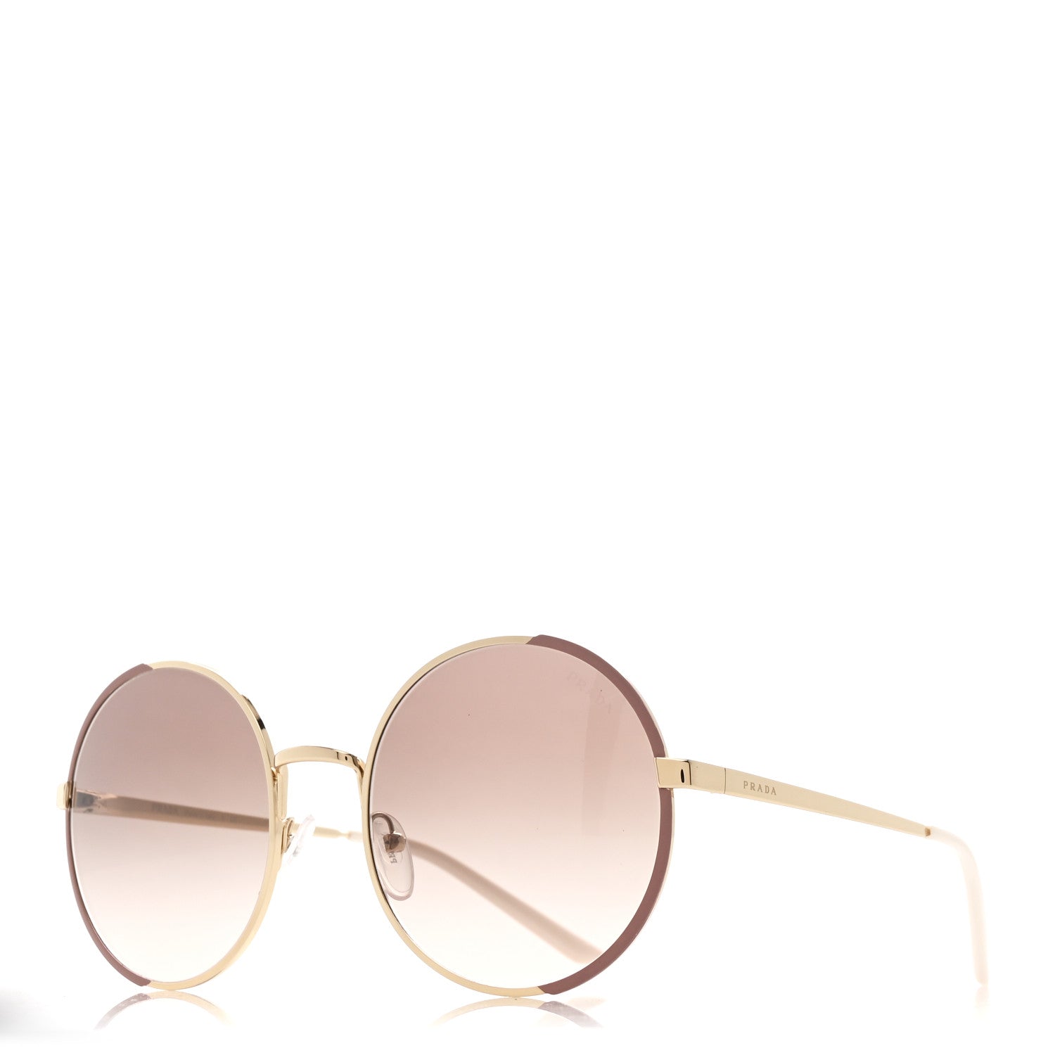 Metal Enamel Oversized Round Sunglasses SPR 59X Pink Gold