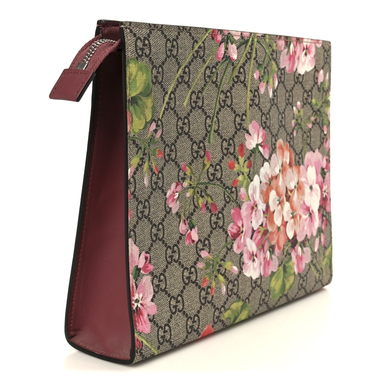 GG Supreme Monogram Blooms Large Cosmetic Case Beige Multicolor Dry Rose