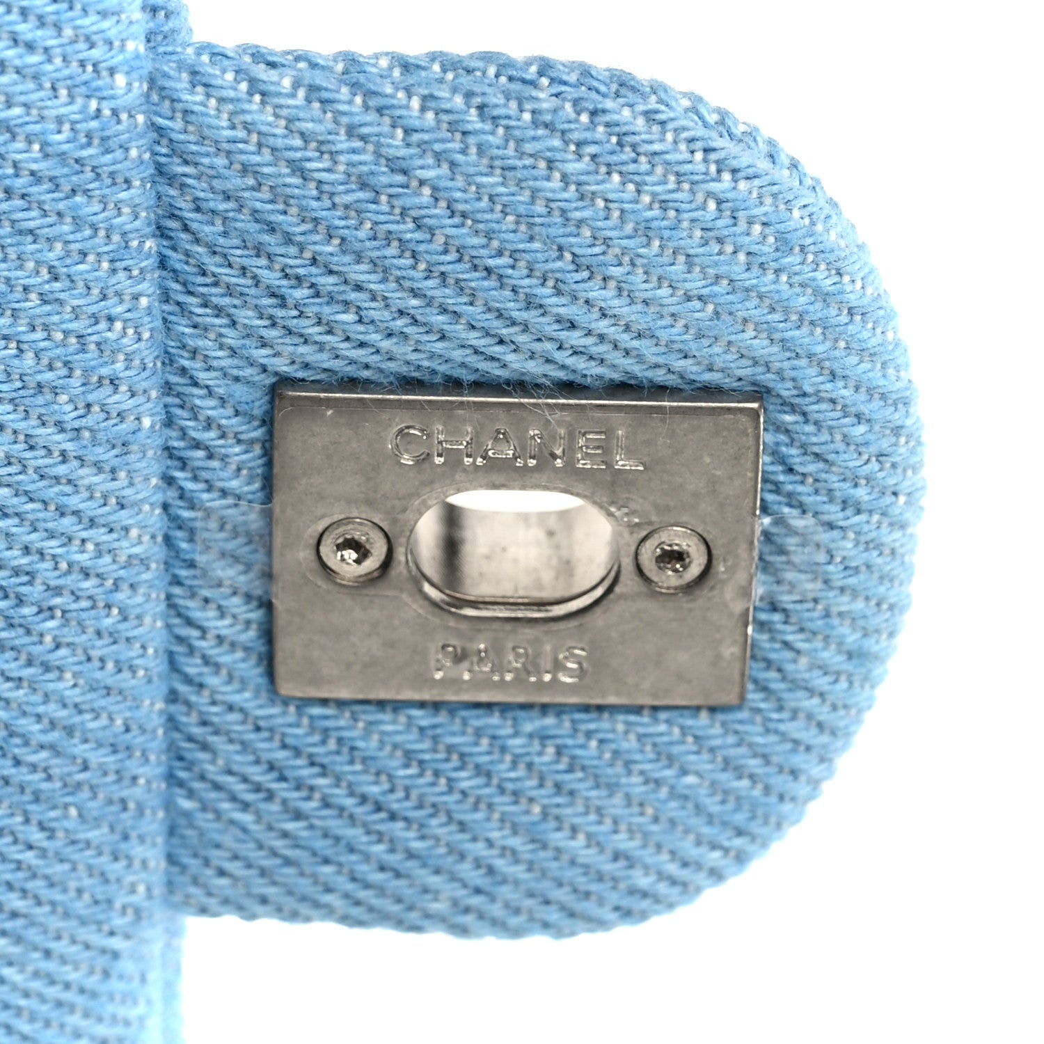 Denim Quilted Sweetheart Mini Flap Blue