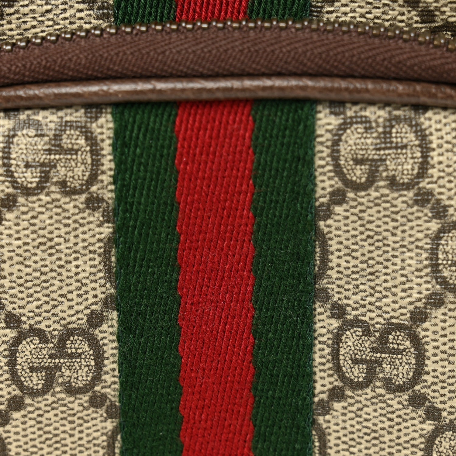 GG Supreme Monogram Web Mini Ophidia Double Zip Messenger Bag Beige New Acero