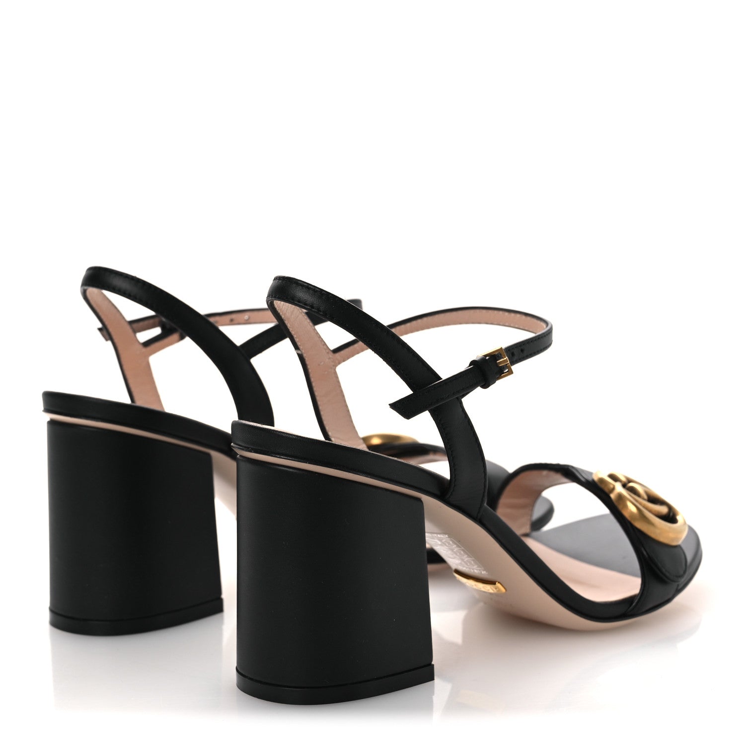 Lifford Calfskin GG Marmont Ankle Wrap 75mm Sandals 36.5 Black