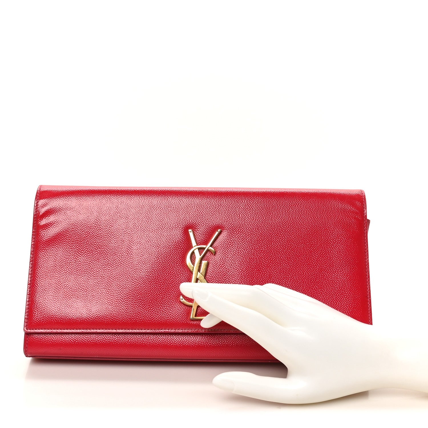 Patent Grain De Poudre Classic Monogram Cassandre Clutch Fuchsia