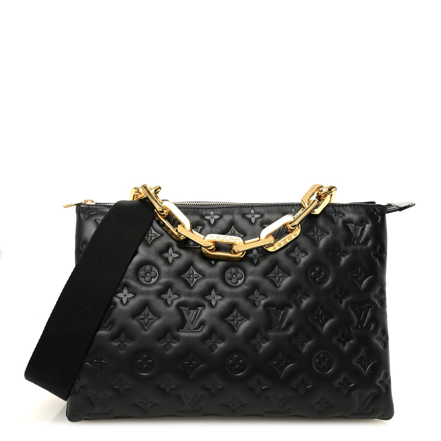 Lambskin Embossed Monogram Coussin MM Black